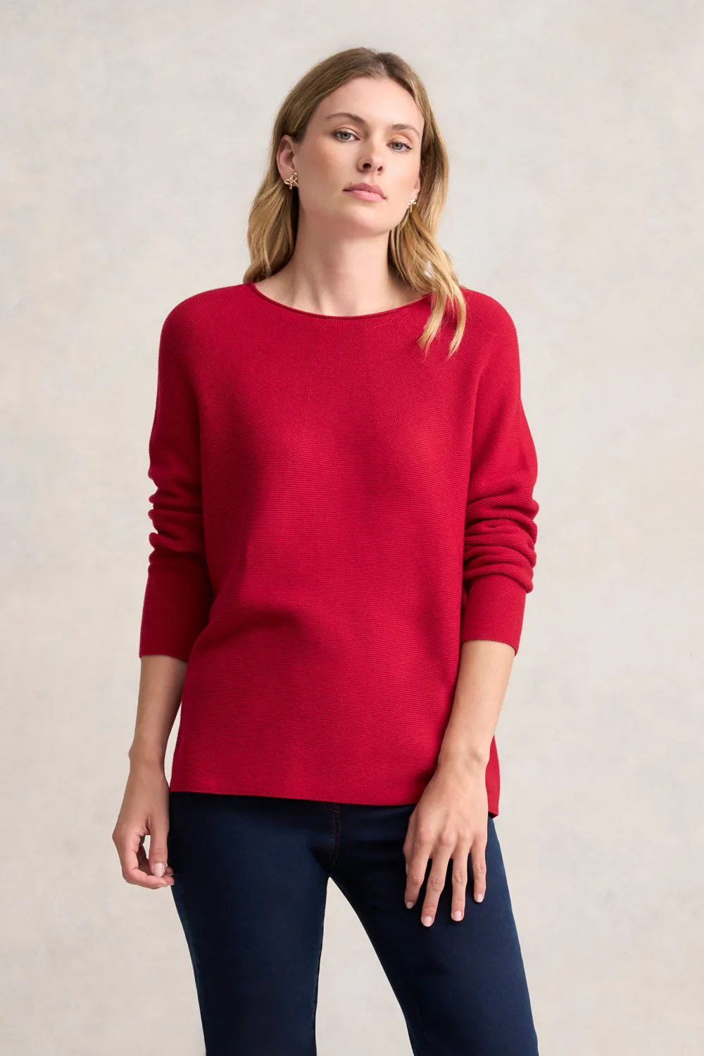 Purl Cotton Jumper - Rouge