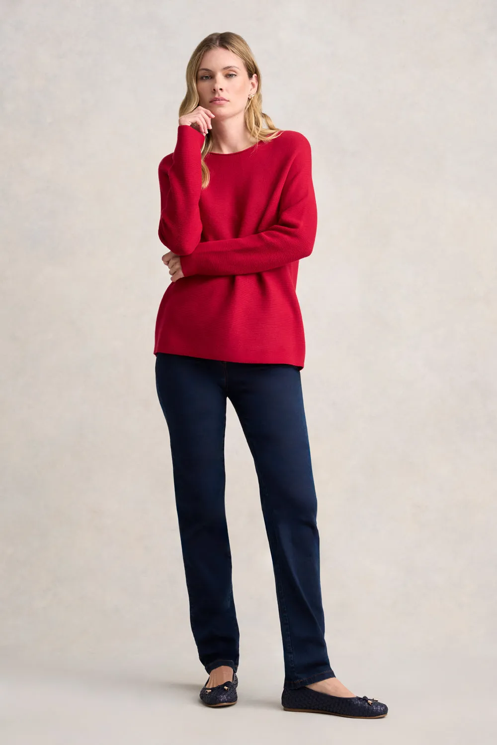Purl Cotton Jumper - Rouge