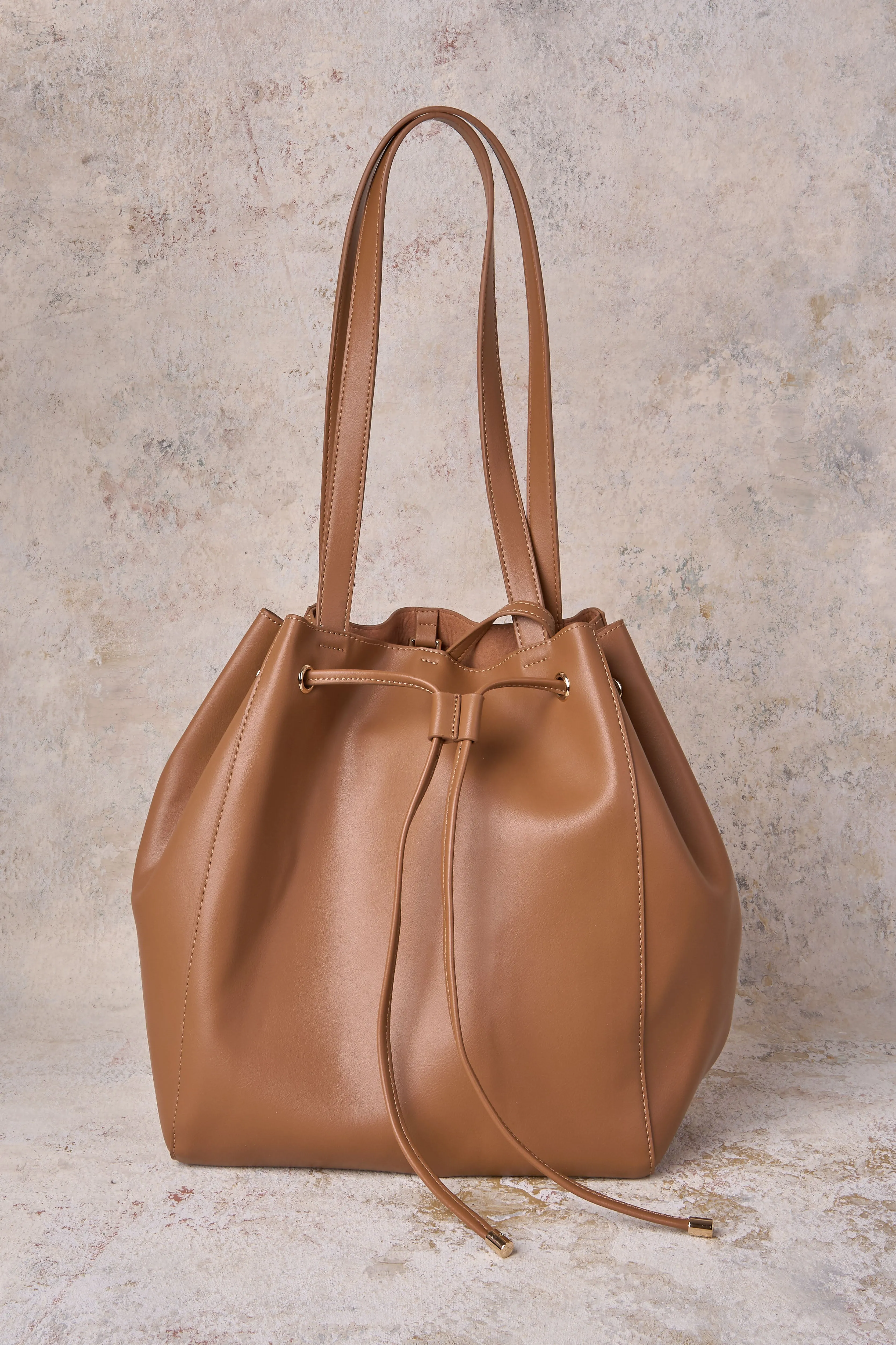 Renee Vegan Leather Tote Bag - Tan