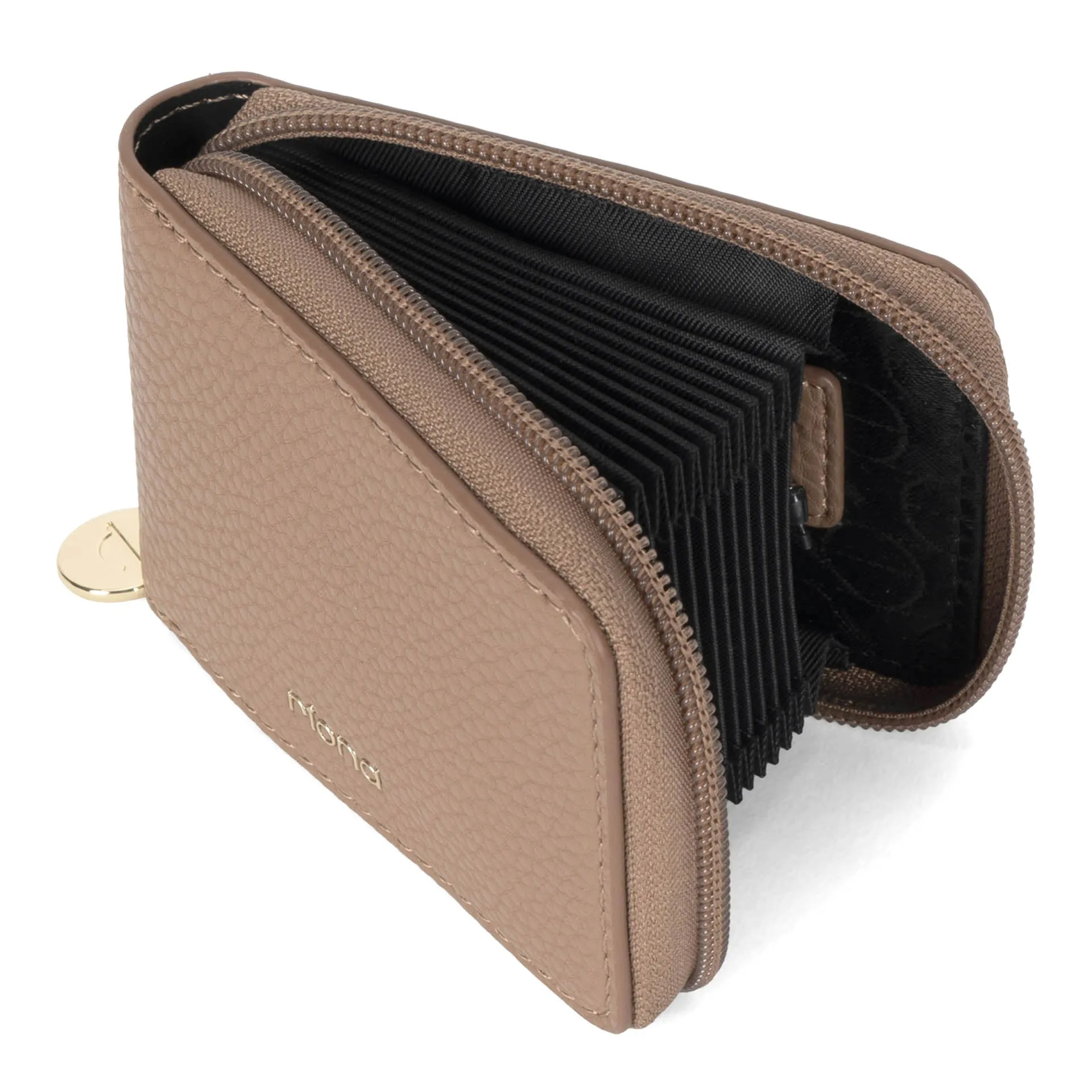 Riona Soho Pebbled RFID Zip Around Accordian Wallet