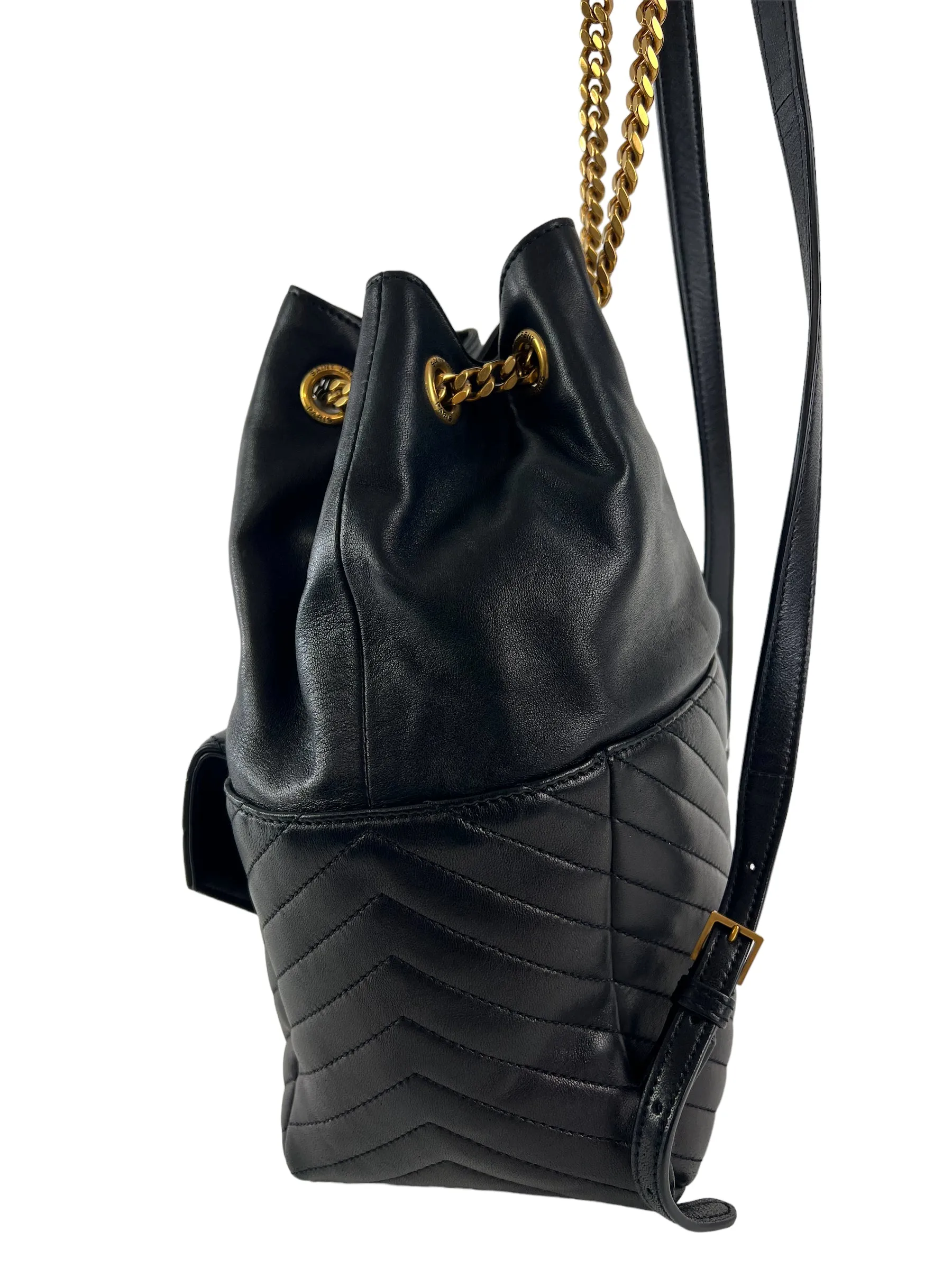 Saint Laurent Black Quilted Lambskin Leather Joe Backpack