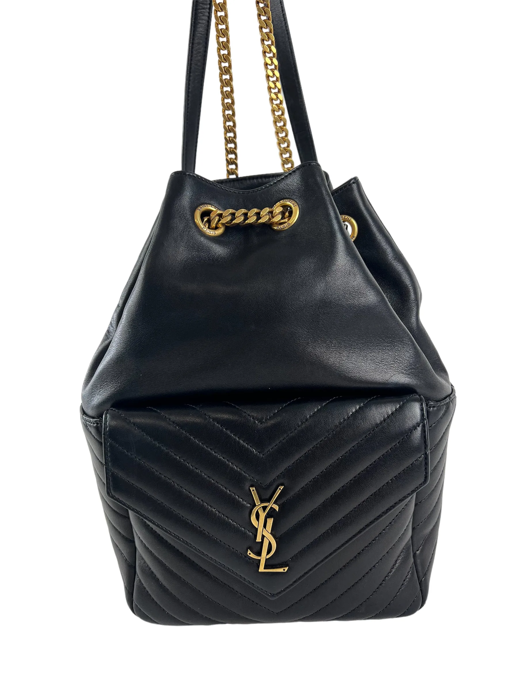 Saint Laurent Black Quilted Lambskin Leather Joe Backpack