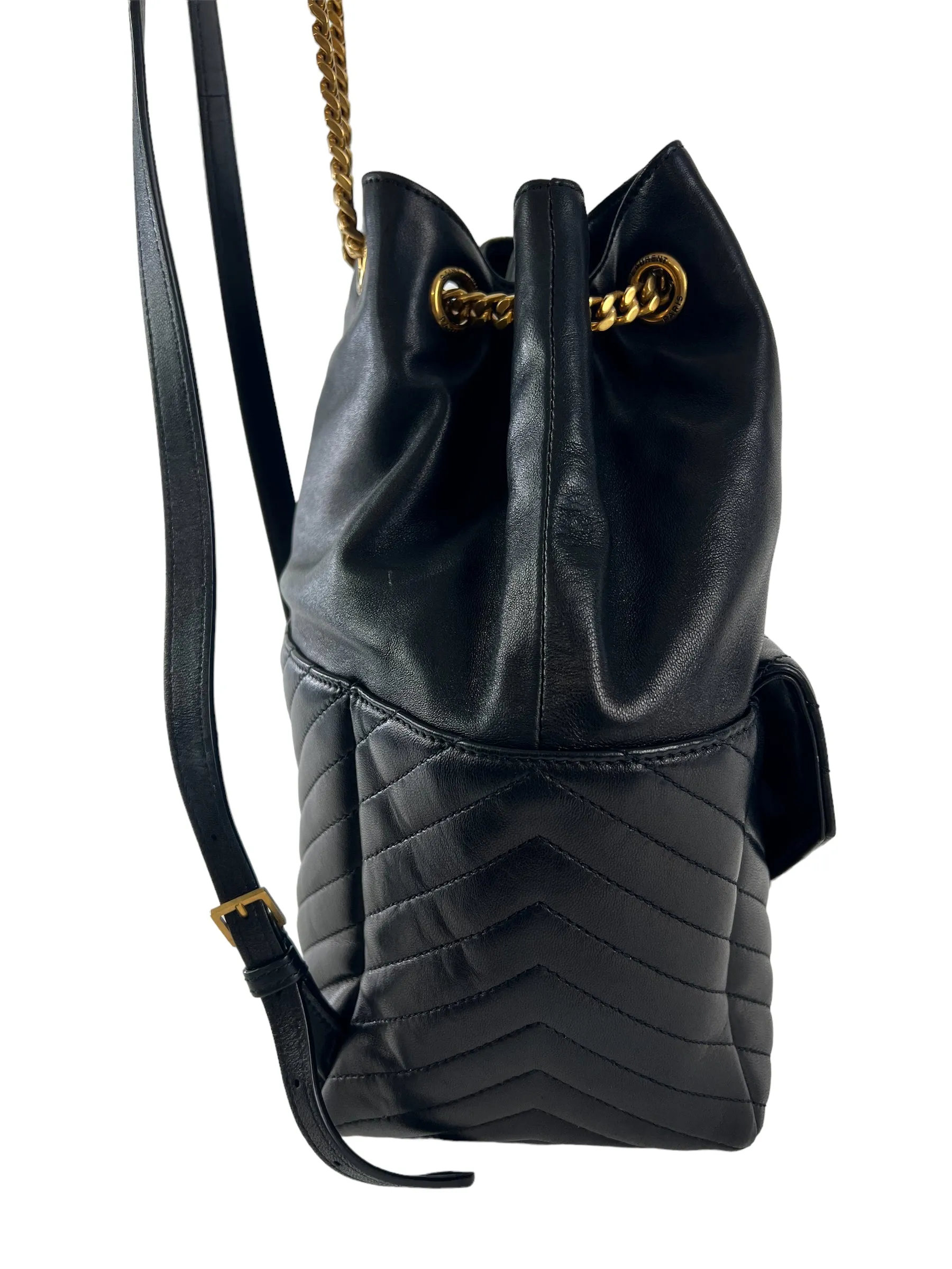 Saint Laurent Black Quilted Lambskin Leather Joe Backpack