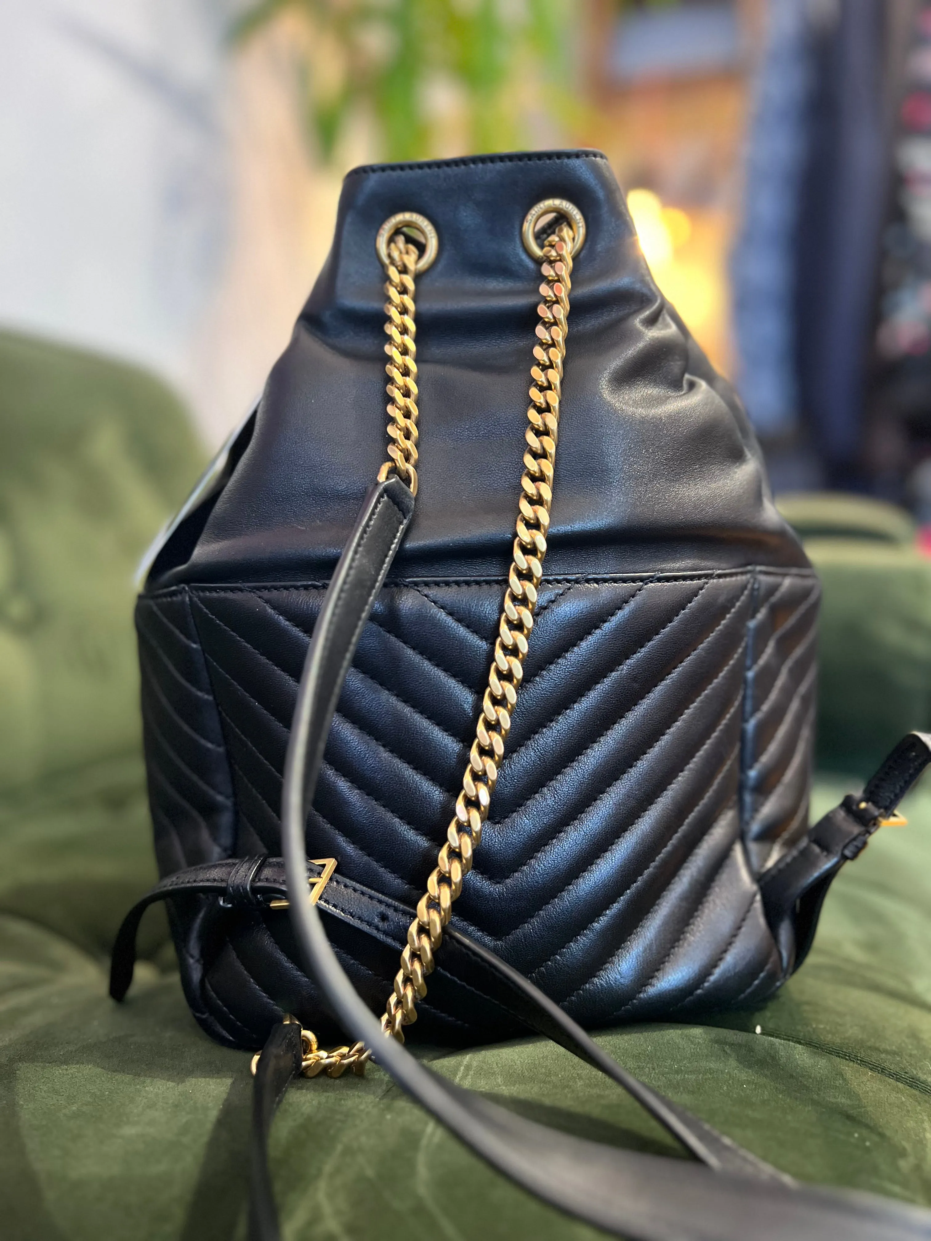 Saint Laurent Black Quilted Lambskin Leather Joe Backpack