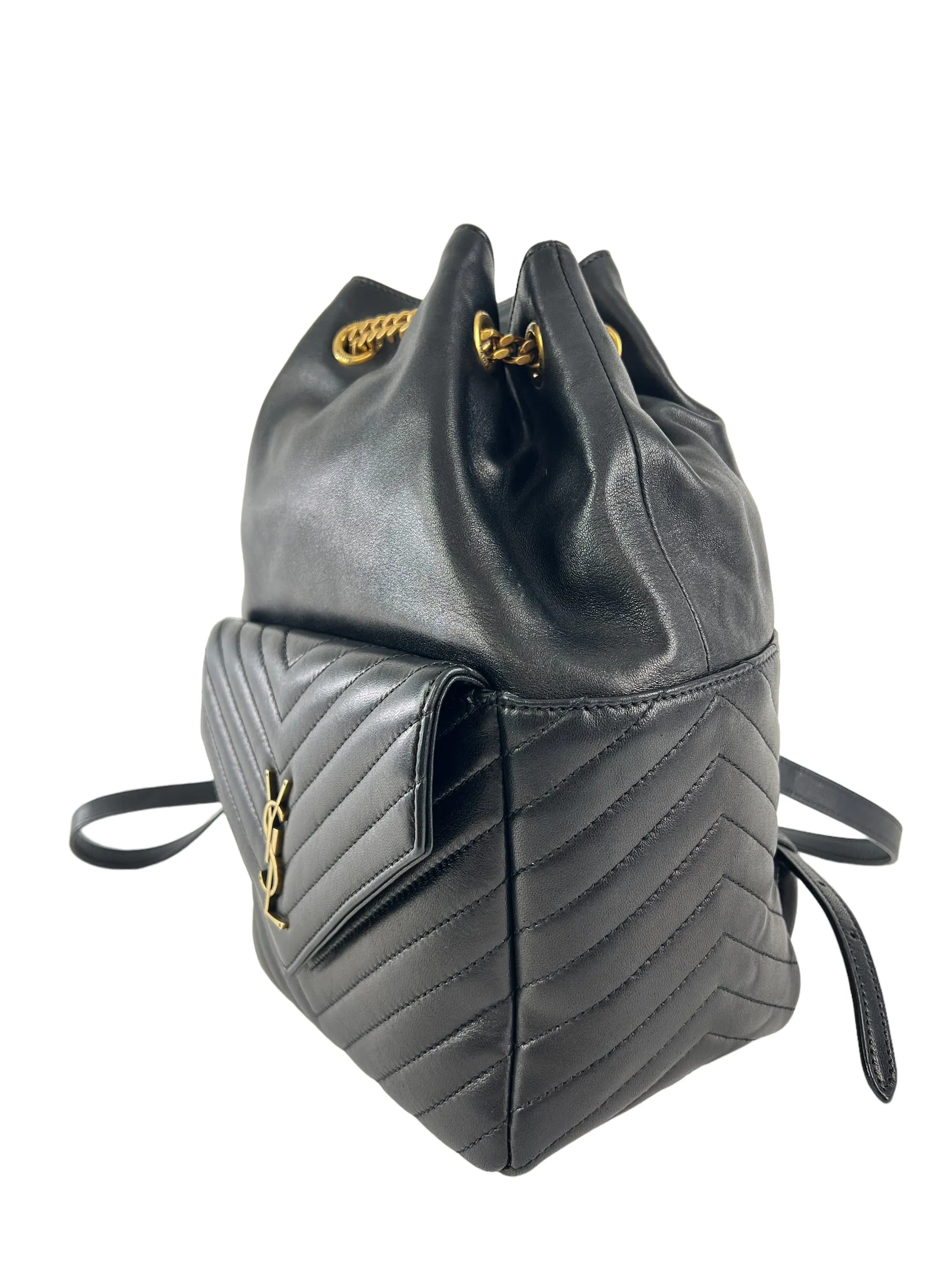 Saint Laurent Black Quilted Lambskin Leather Joe Backpack