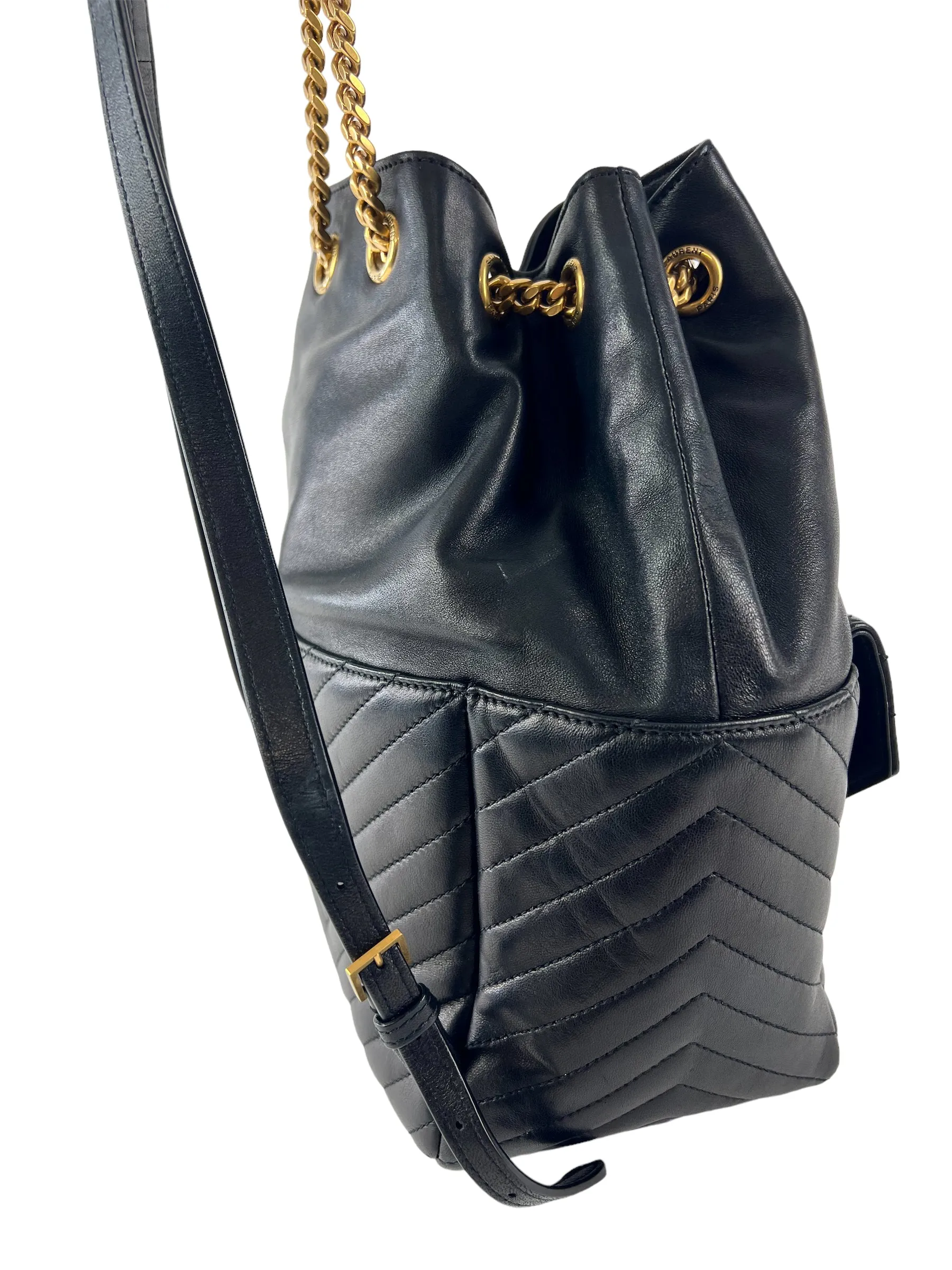 Saint Laurent Black Quilted Lambskin Leather Joe Backpack