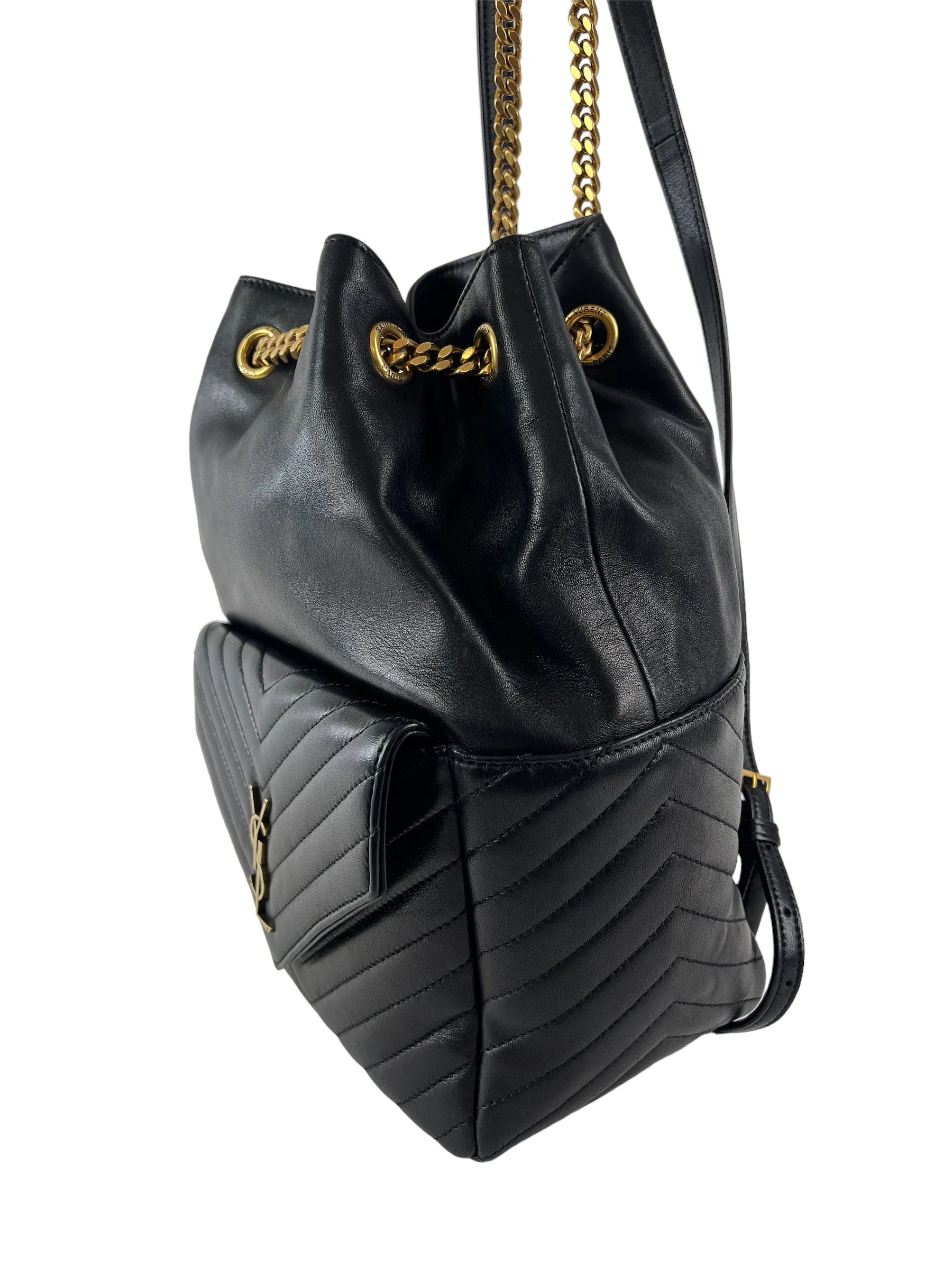 Saint Laurent Black Quilted Lambskin Leather Joe Backpack