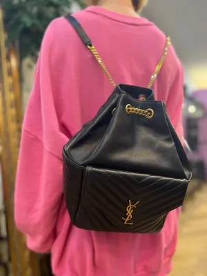 Saint Laurent Black Quilted Lambskin Leather Joe Backpack