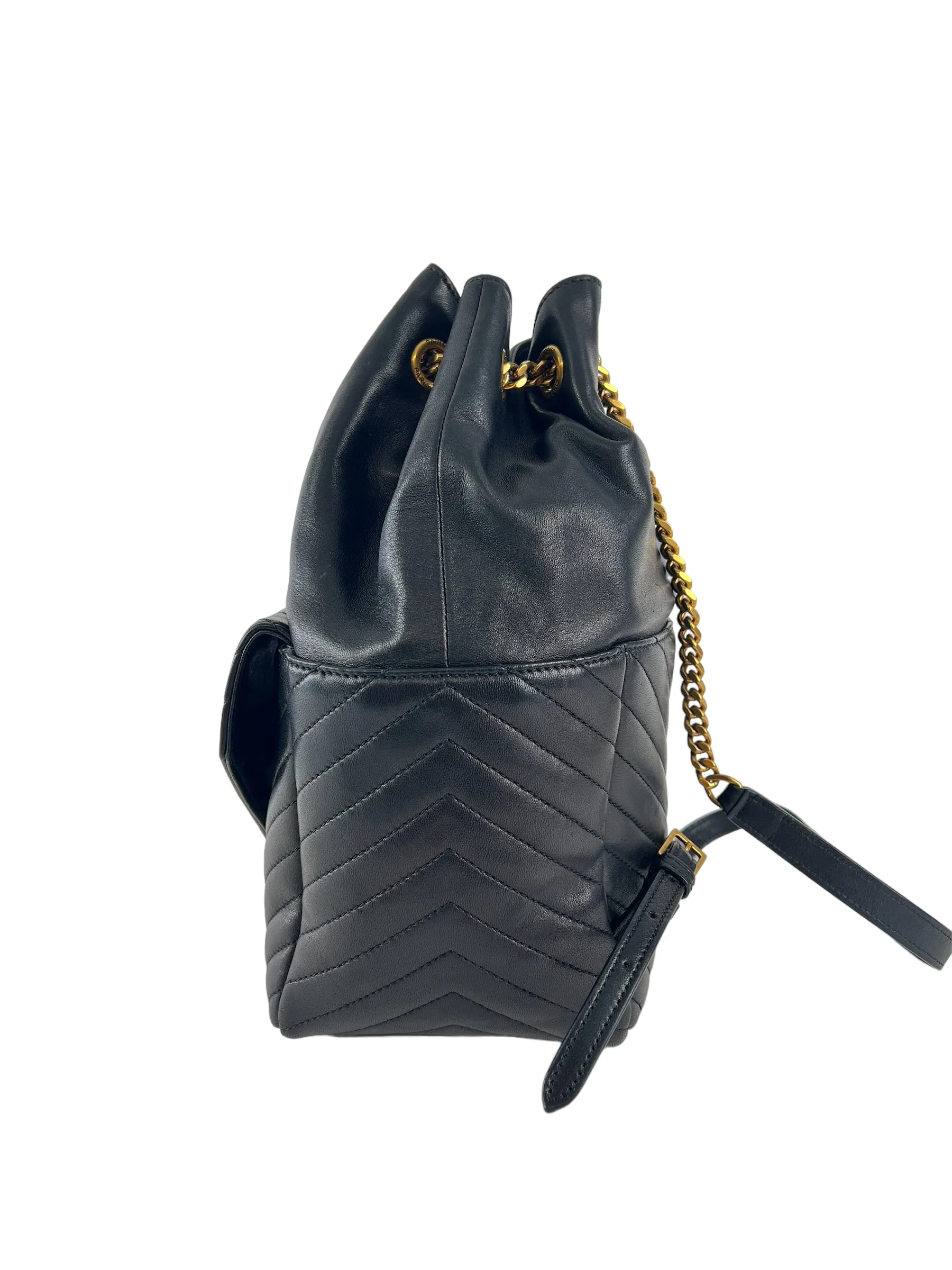 Saint Laurent Black Quilted Lambskin Leather Joe Backpack