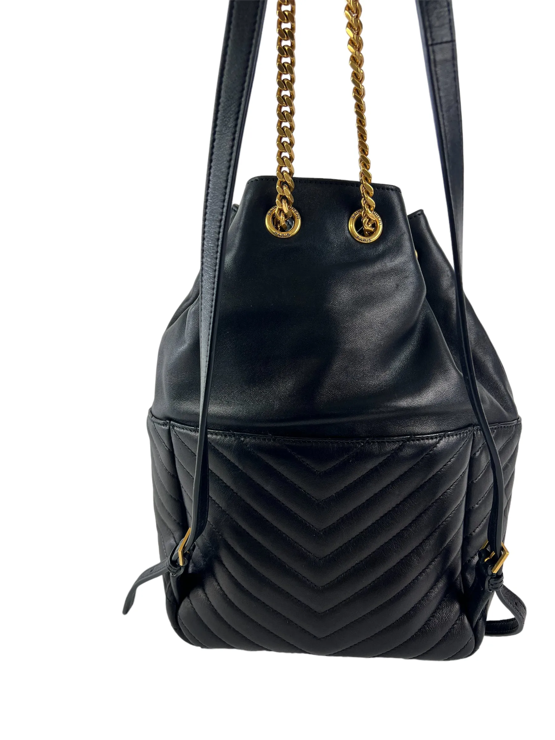 Saint Laurent Black Quilted Lambskin Leather Joe Backpack