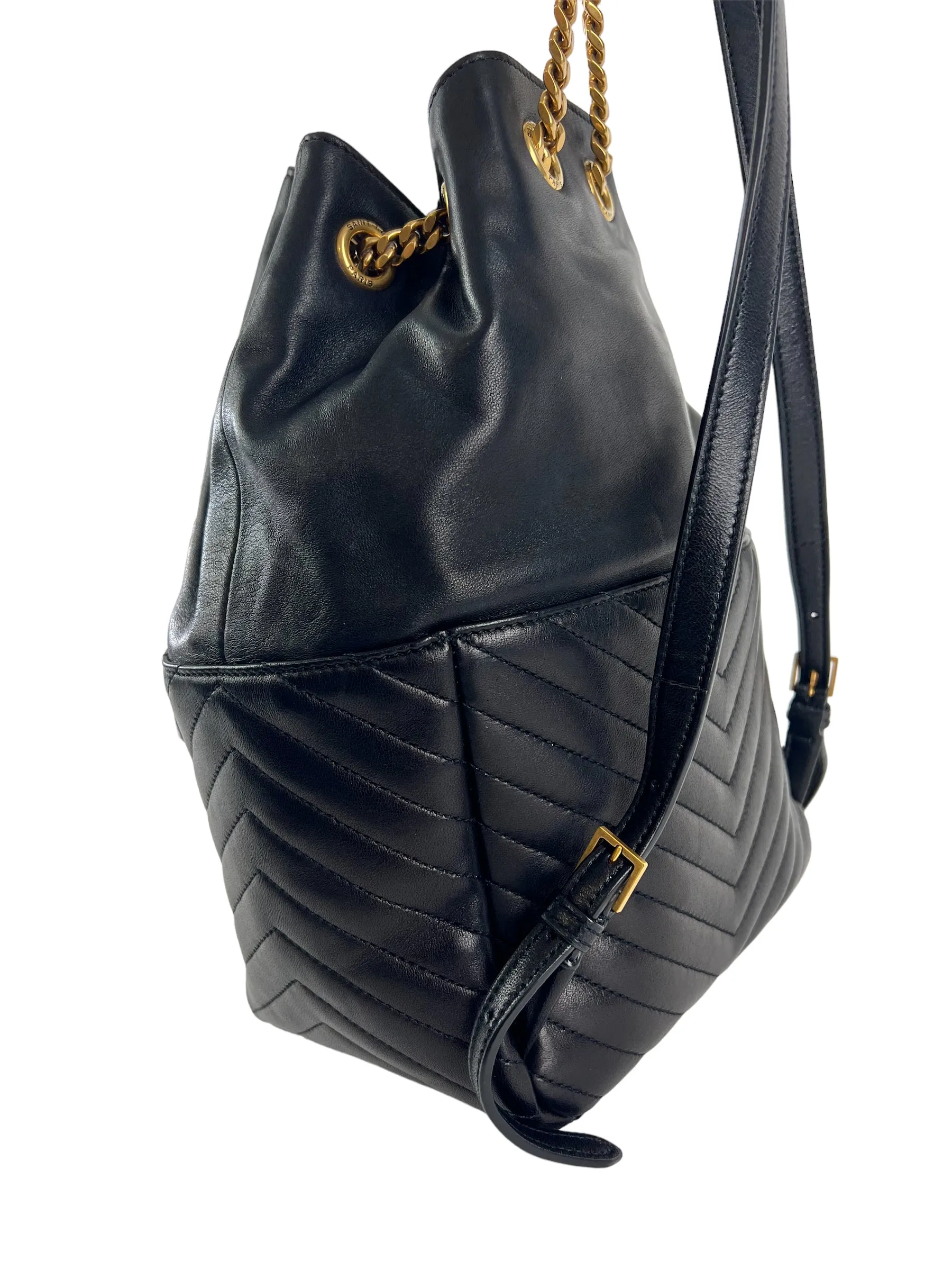 Saint Laurent Black Quilted Lambskin Leather Joe Backpack