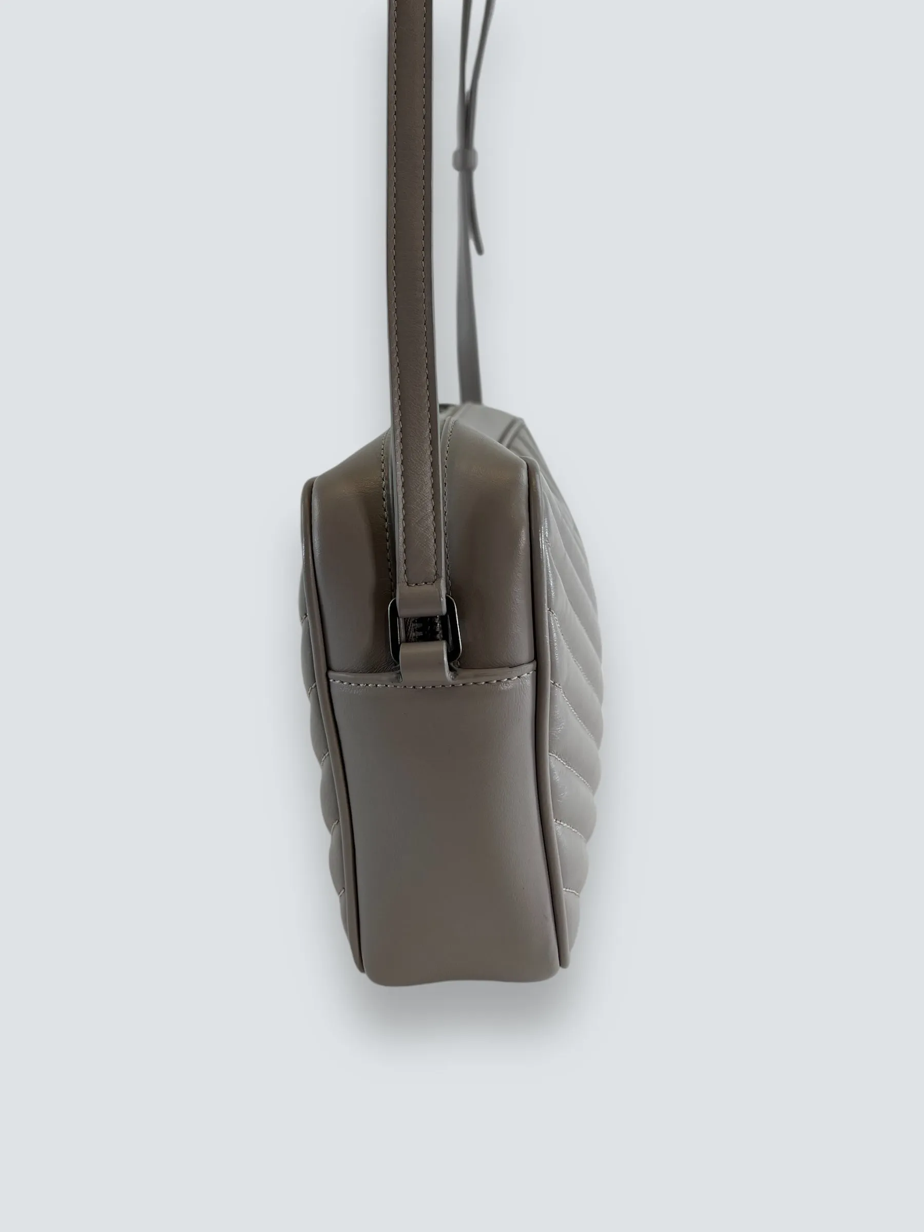 Saint Laurent Grey Quilted Leather Lou Crossbody