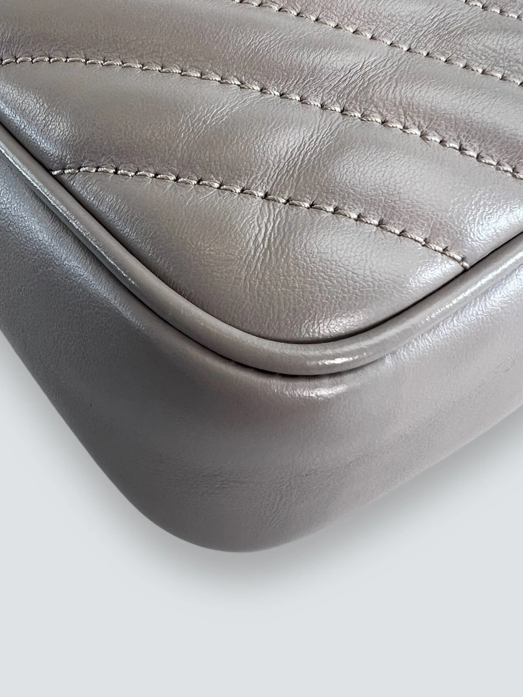 Saint Laurent Grey Quilted Leather Lou Crossbody