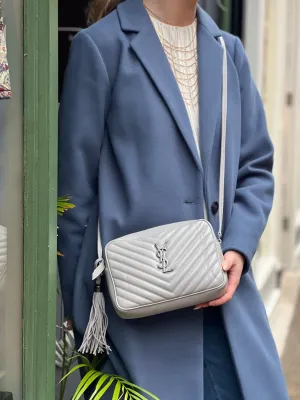 Saint Laurent Grey Quilted Leather Lou Crossbody