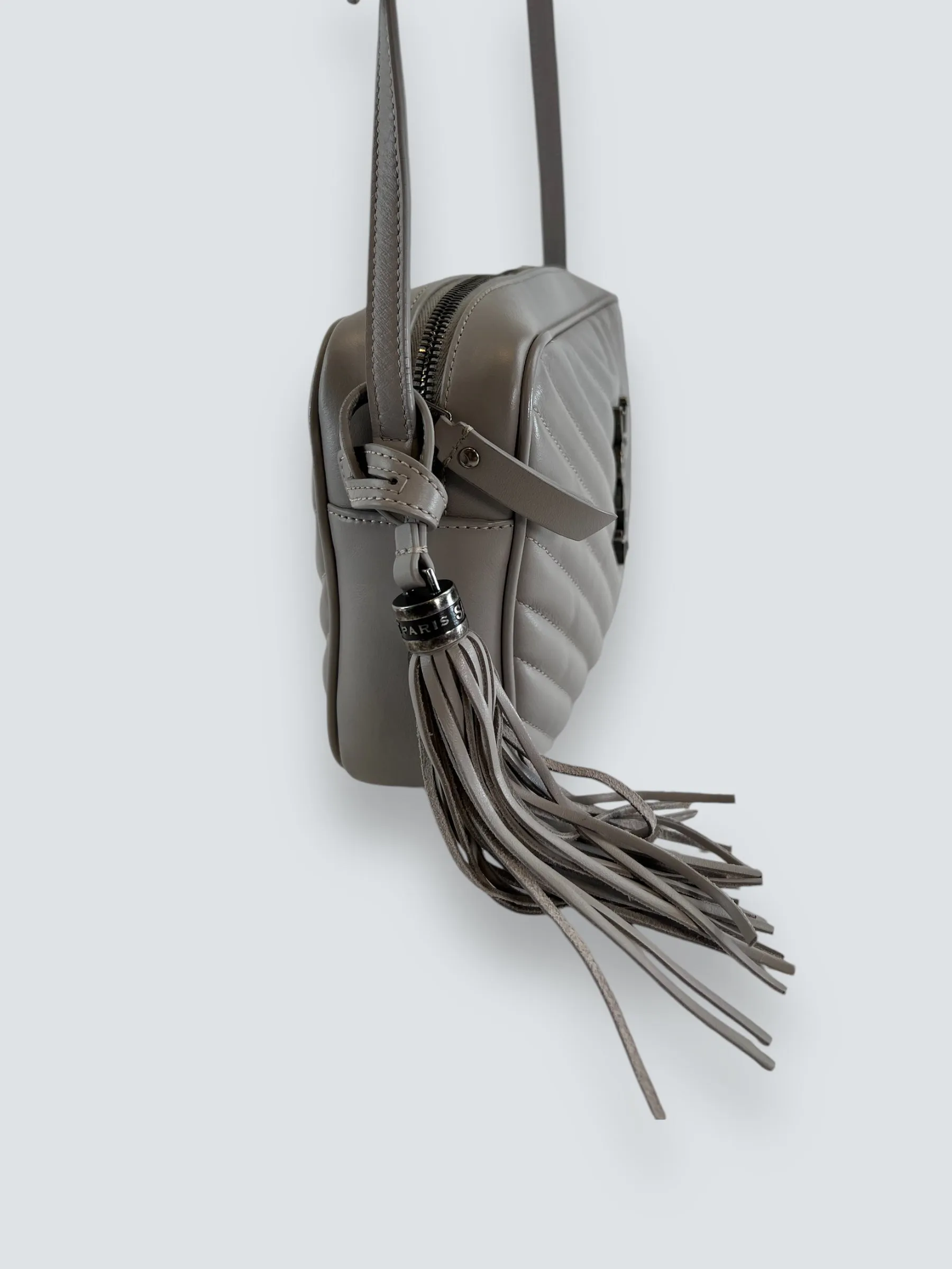 Saint Laurent Grey Quilted Leather Lou Crossbody