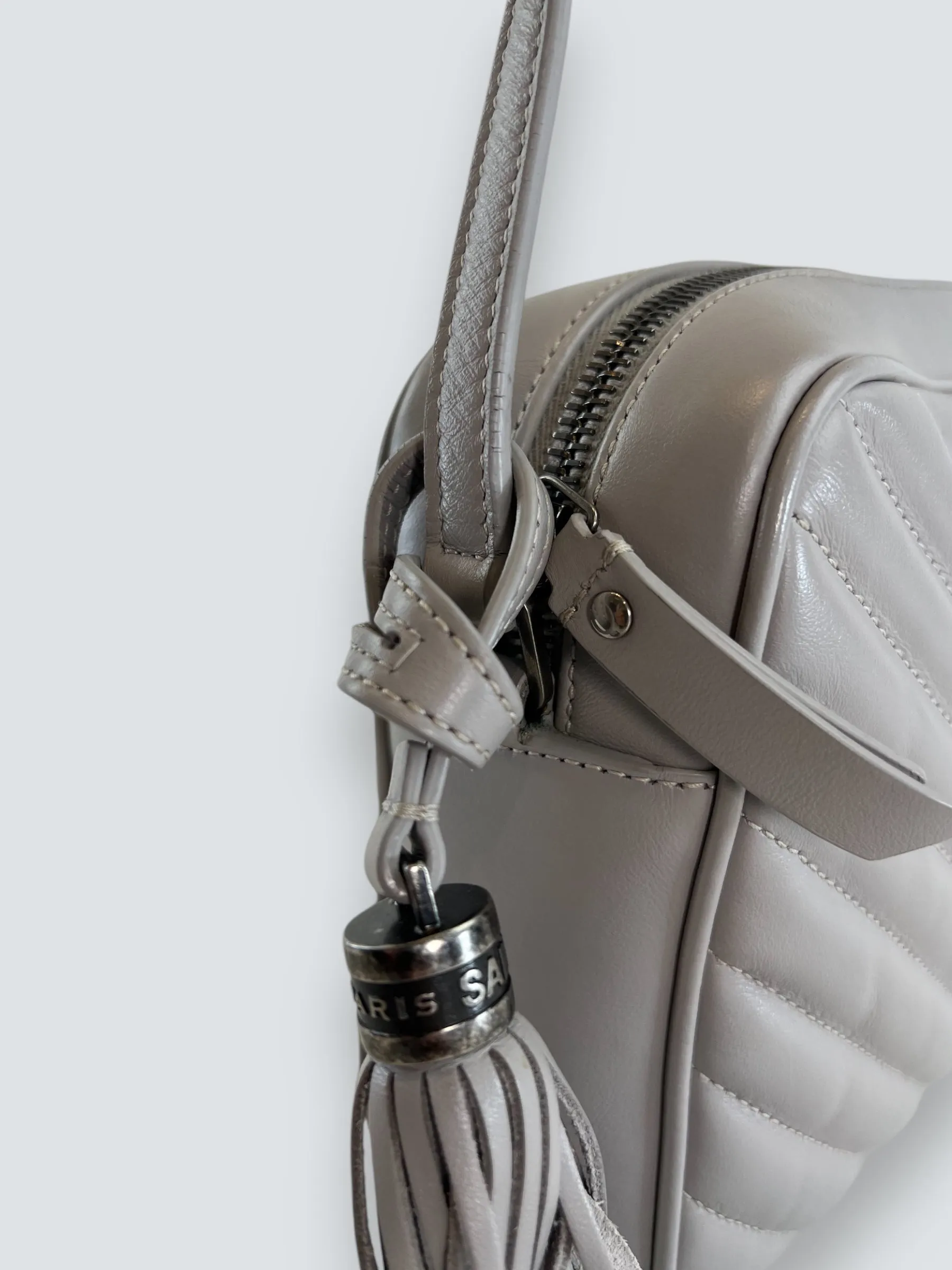 Saint Laurent Grey Quilted Leather Lou Crossbody