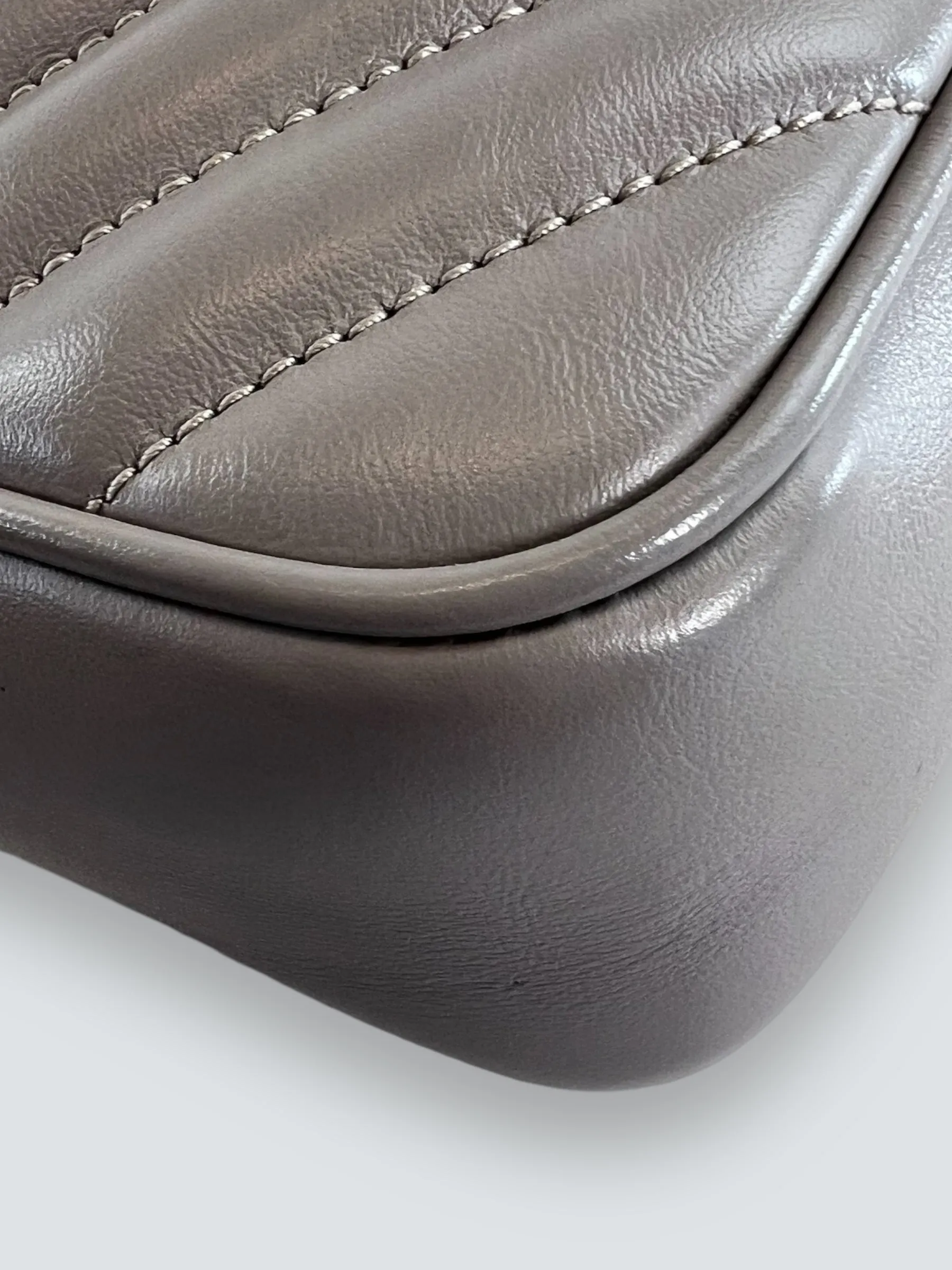 Saint Laurent Grey Quilted Leather Lou Crossbody