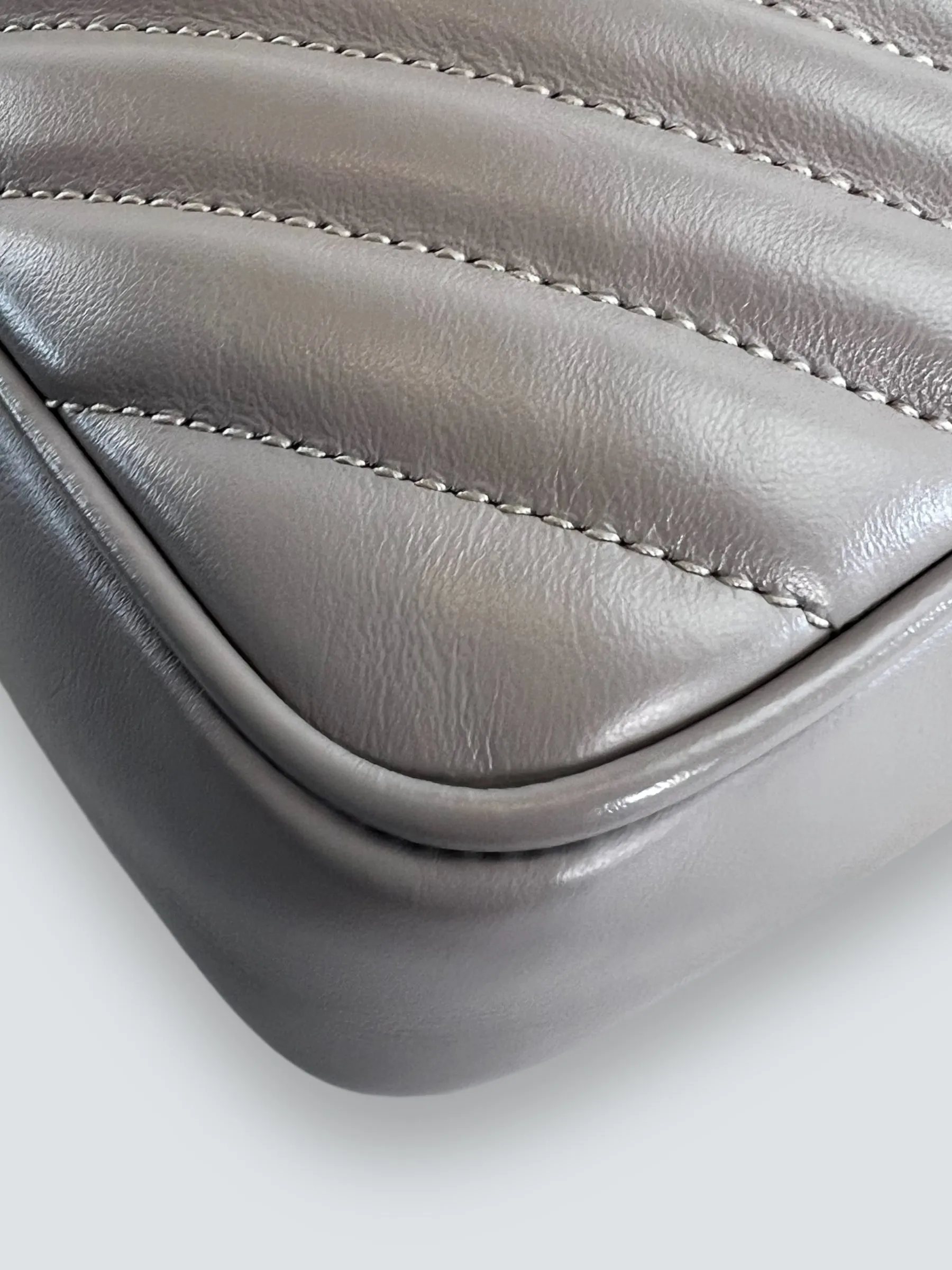 Saint Laurent Grey Quilted Leather Lou Crossbody