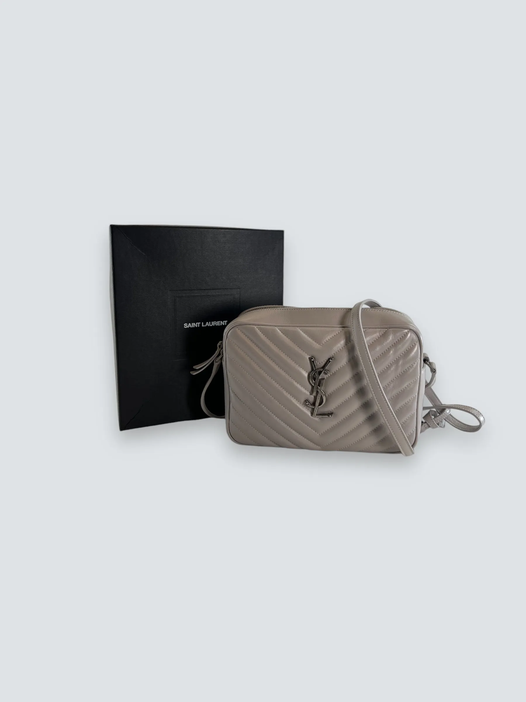Saint Laurent Grey Quilted Leather Lou Crossbody