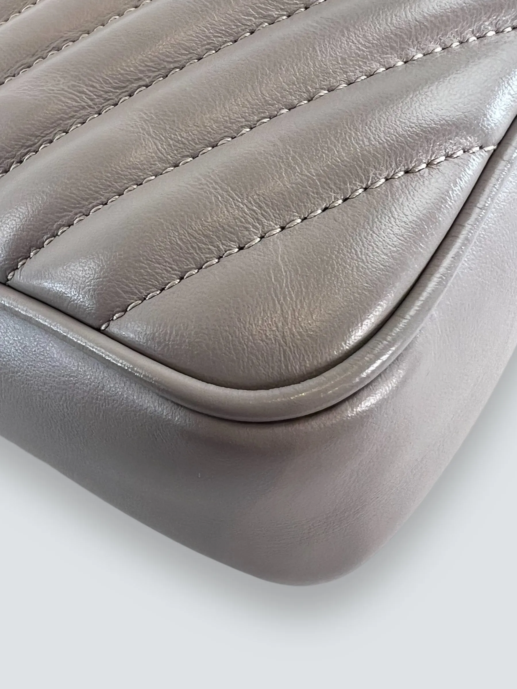 Saint Laurent Grey Quilted Leather Lou Crossbody