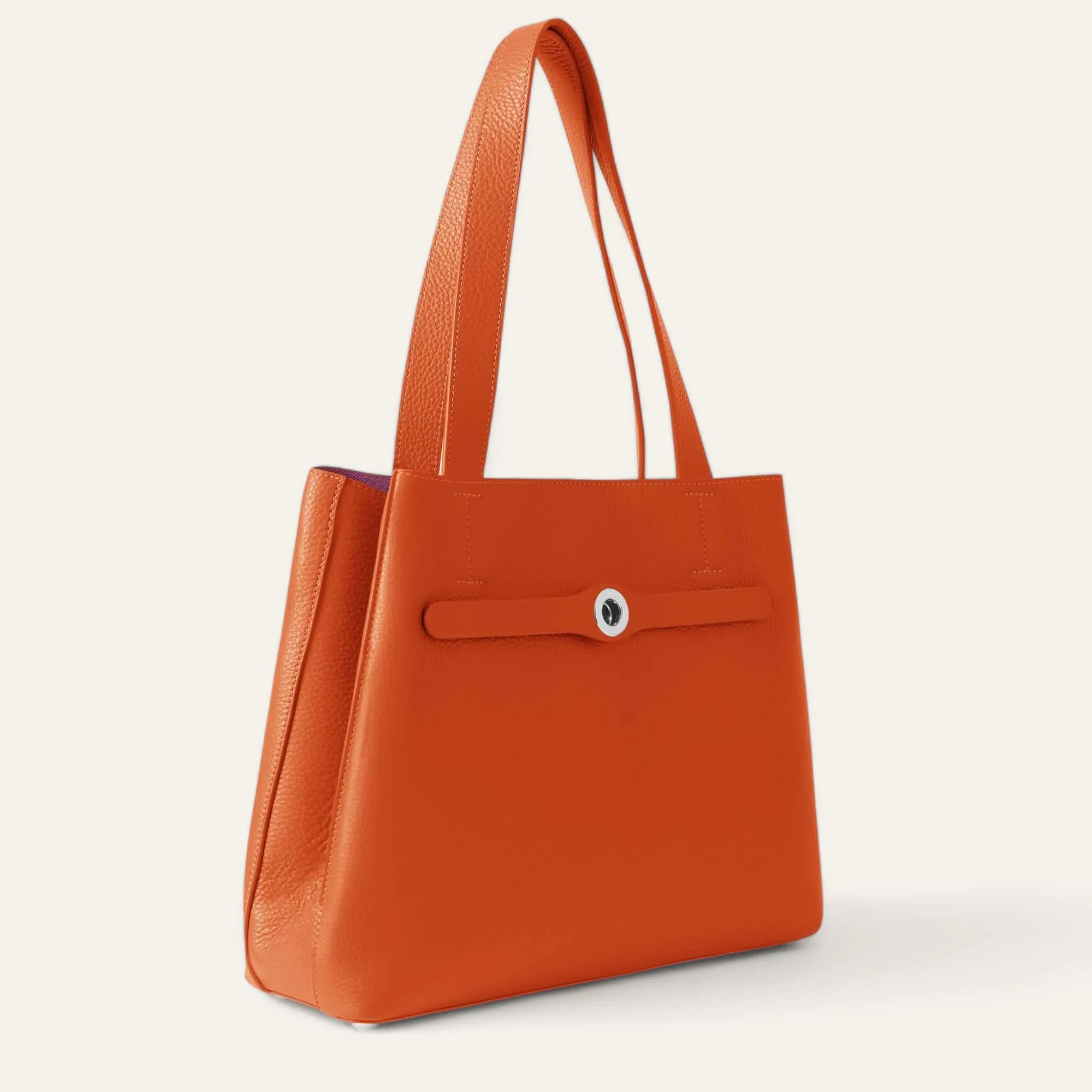 Sarah Tote | Tangerine with Silver hardware