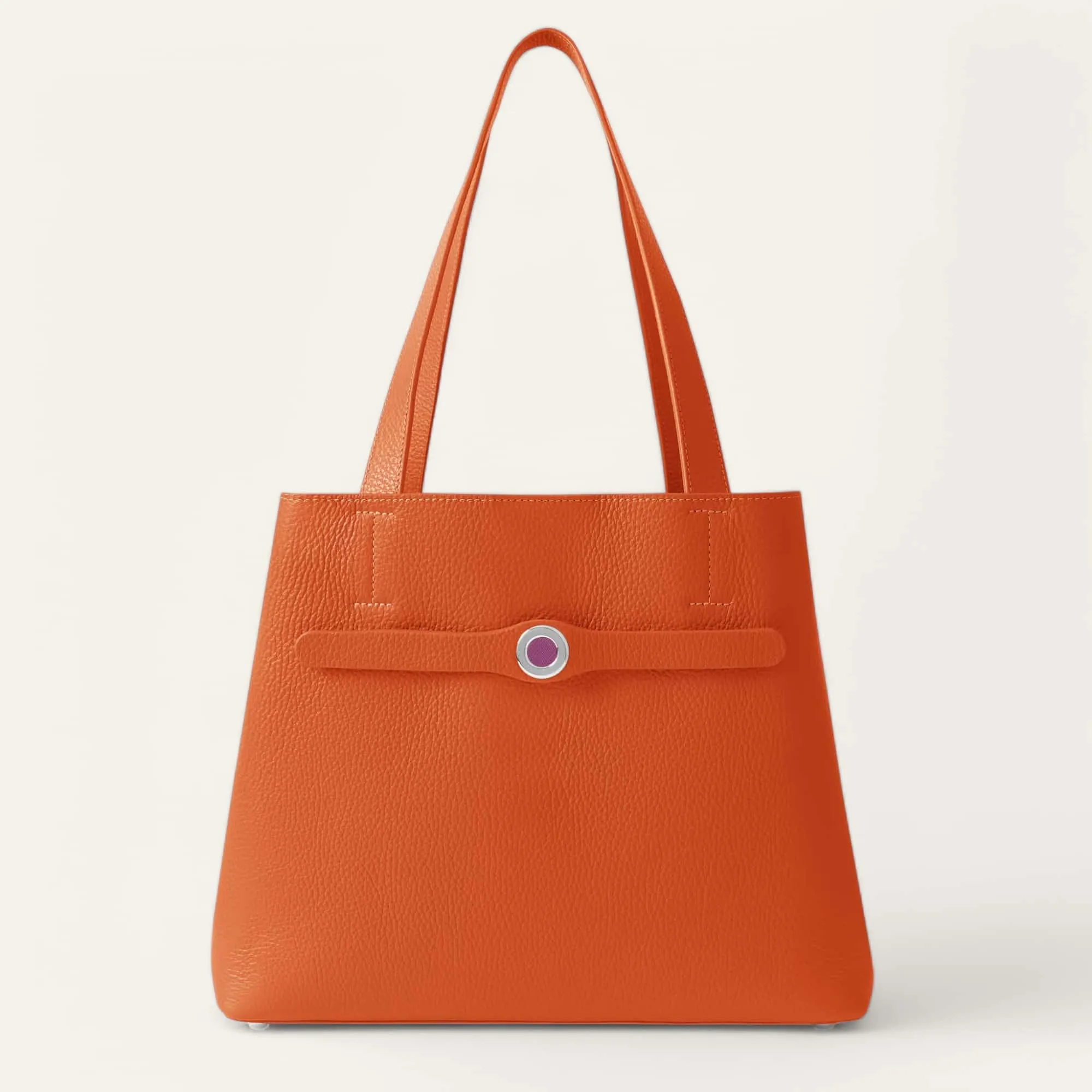 Sarah Tote | Tangerine with Silver hardware