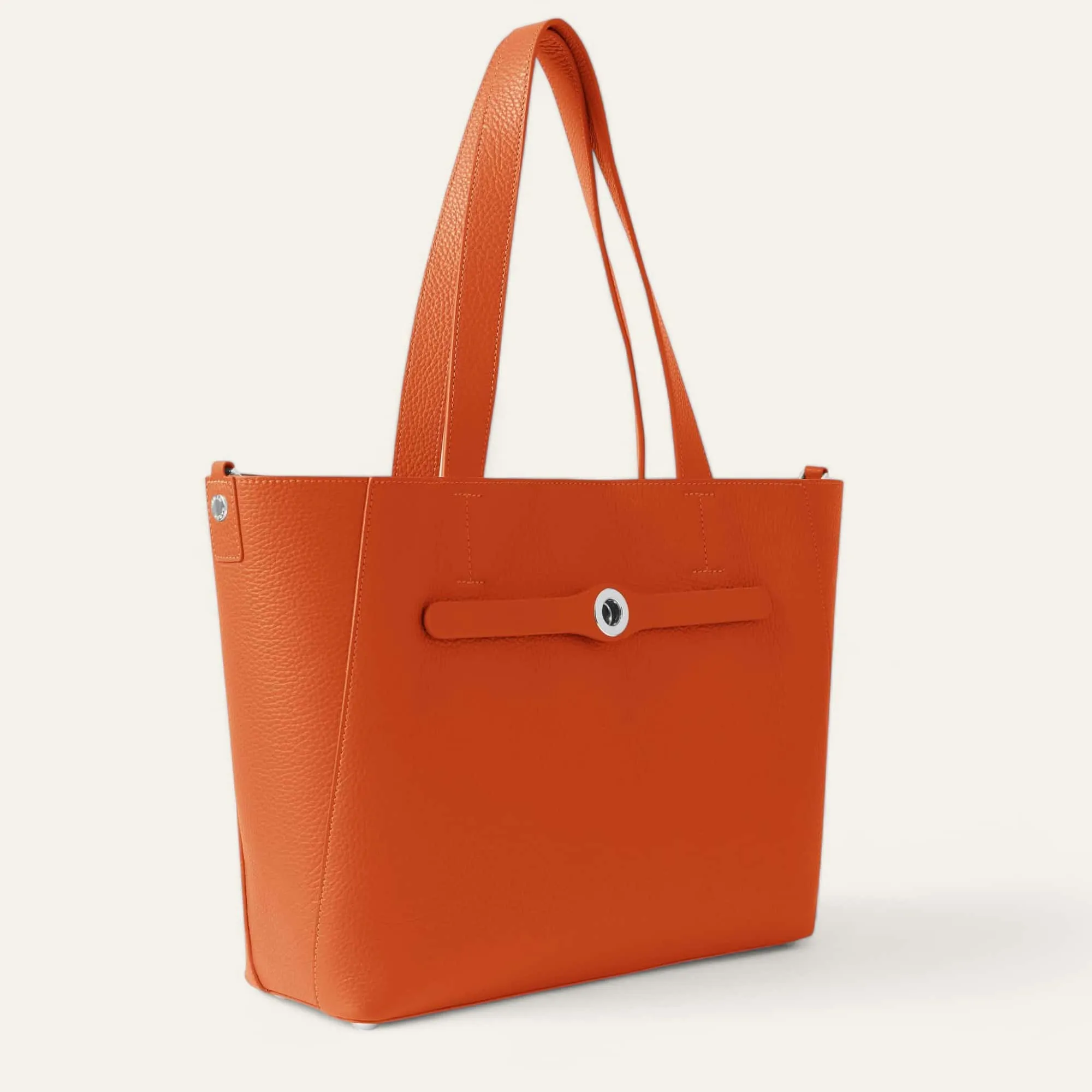 Sarah Tote | Tangerine with Silver hardware