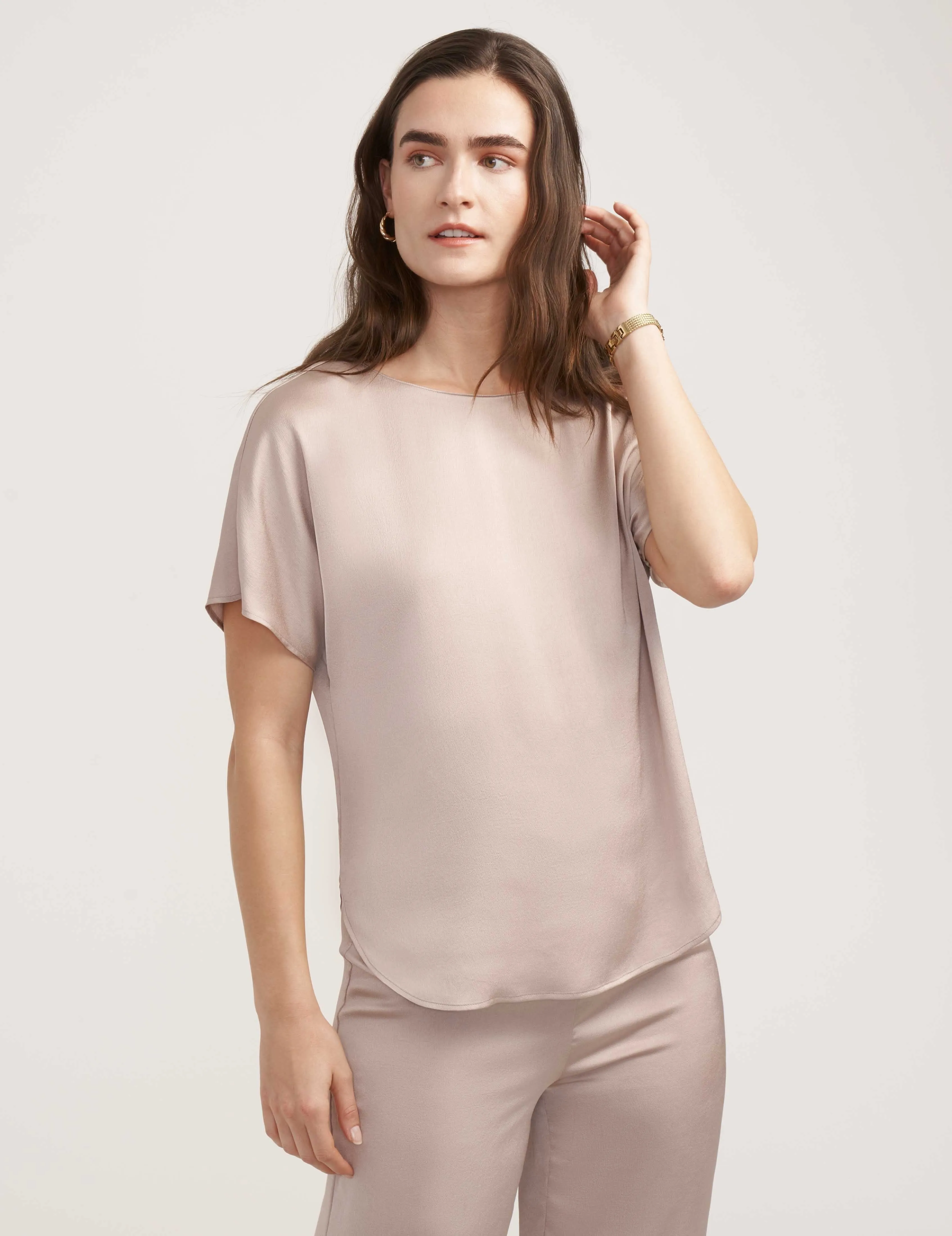 Satin Bateau Blouse- Sale