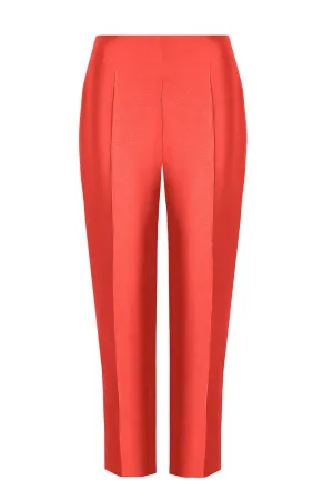 Scarlet Red Sateen Trousers - Phoebe