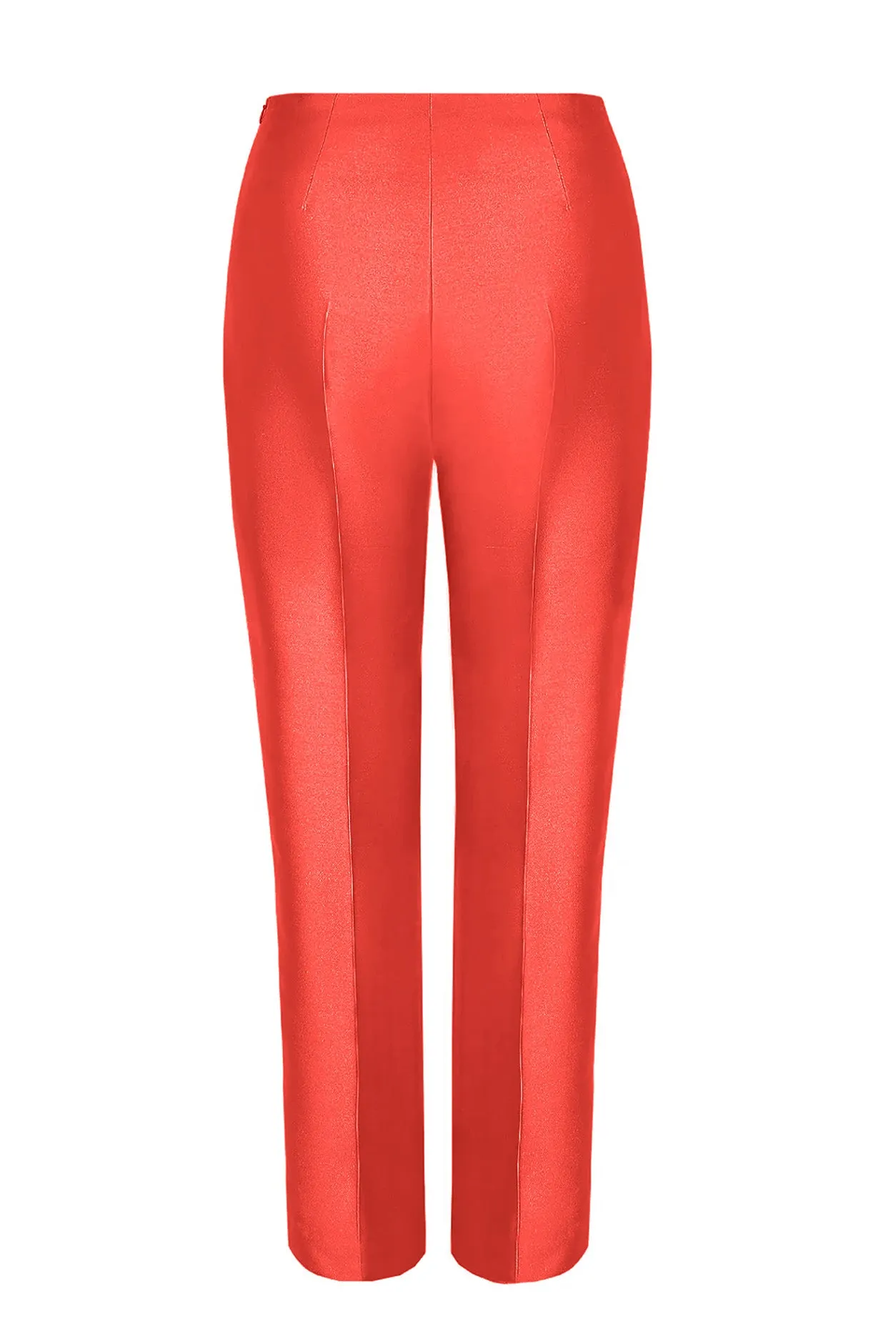 Scarlet Red Sateen Trousers - Phoebe