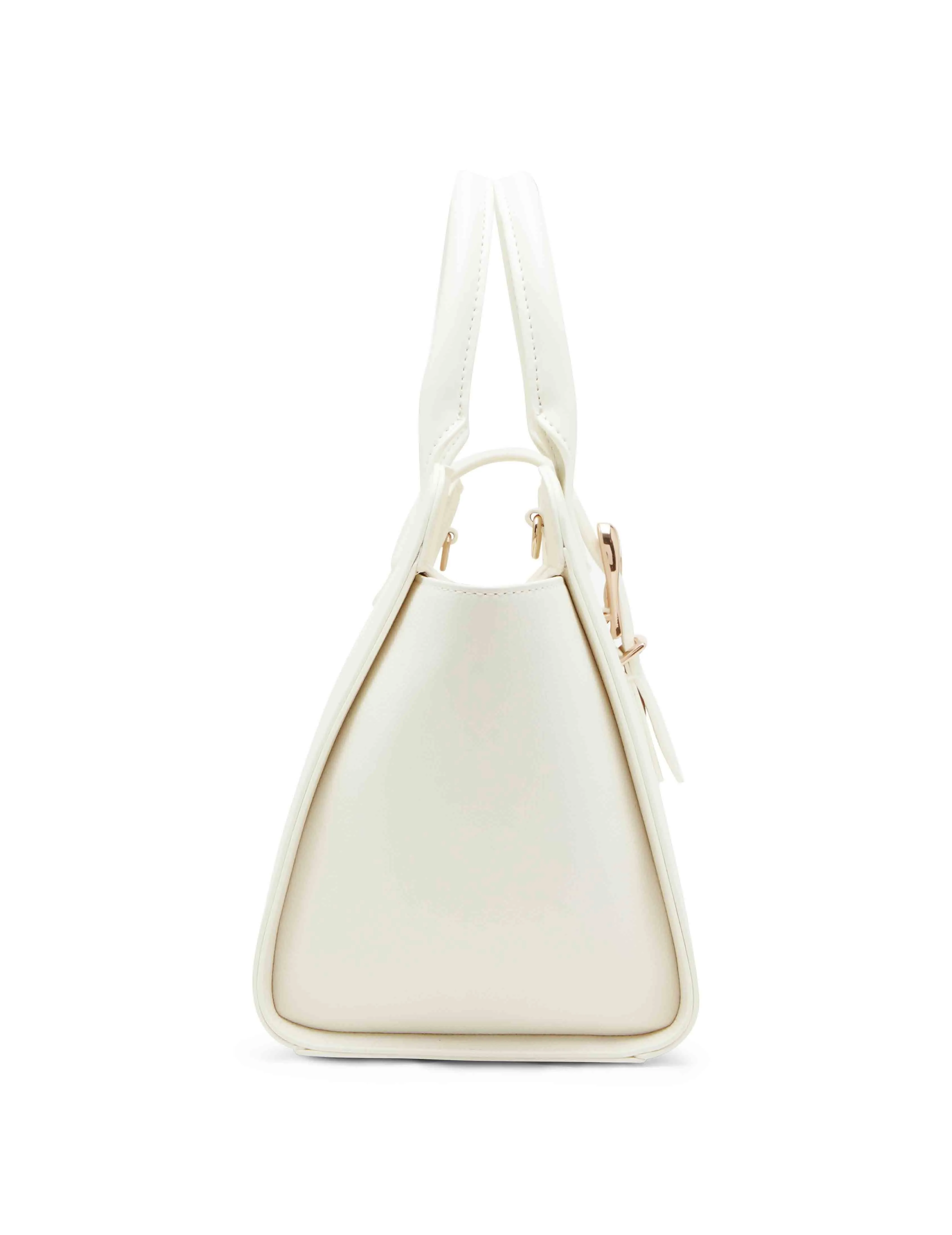 Sculpted Buckle Satchel & Detachable Strap