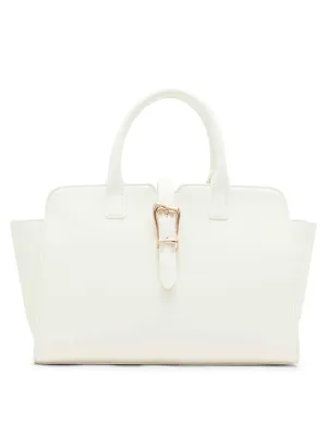 Sculpted Buckle Satchel & Detachable Strap