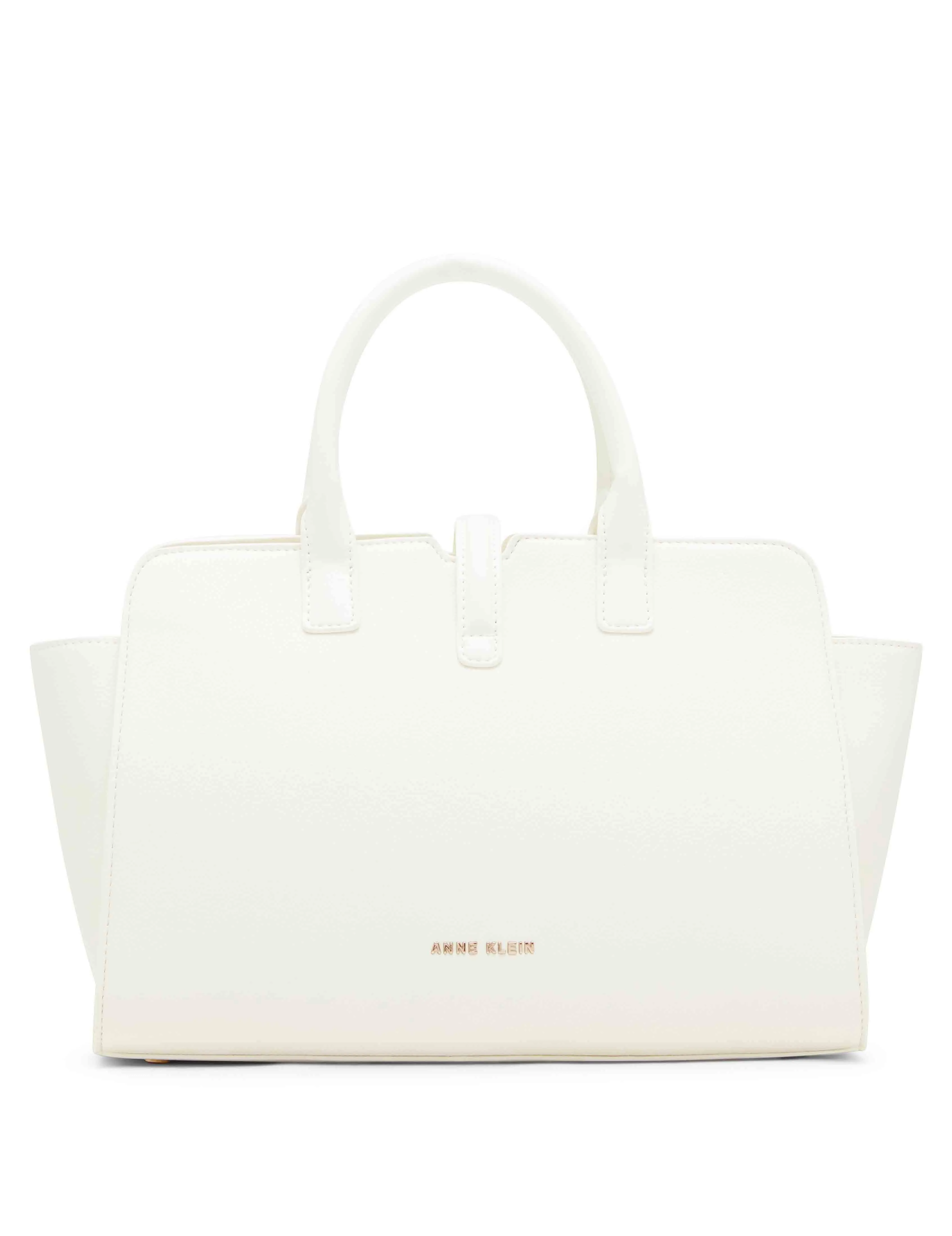Sculpted Buckle Satchel & Detachable Strap