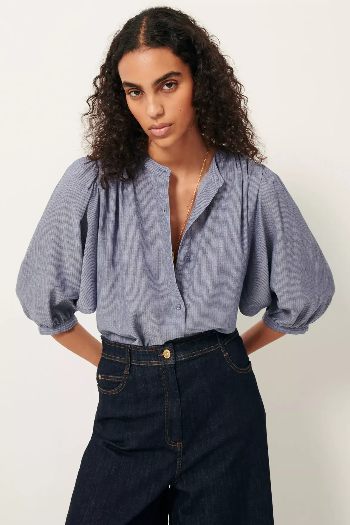 Sessùn A View Chambray Blue Blouse