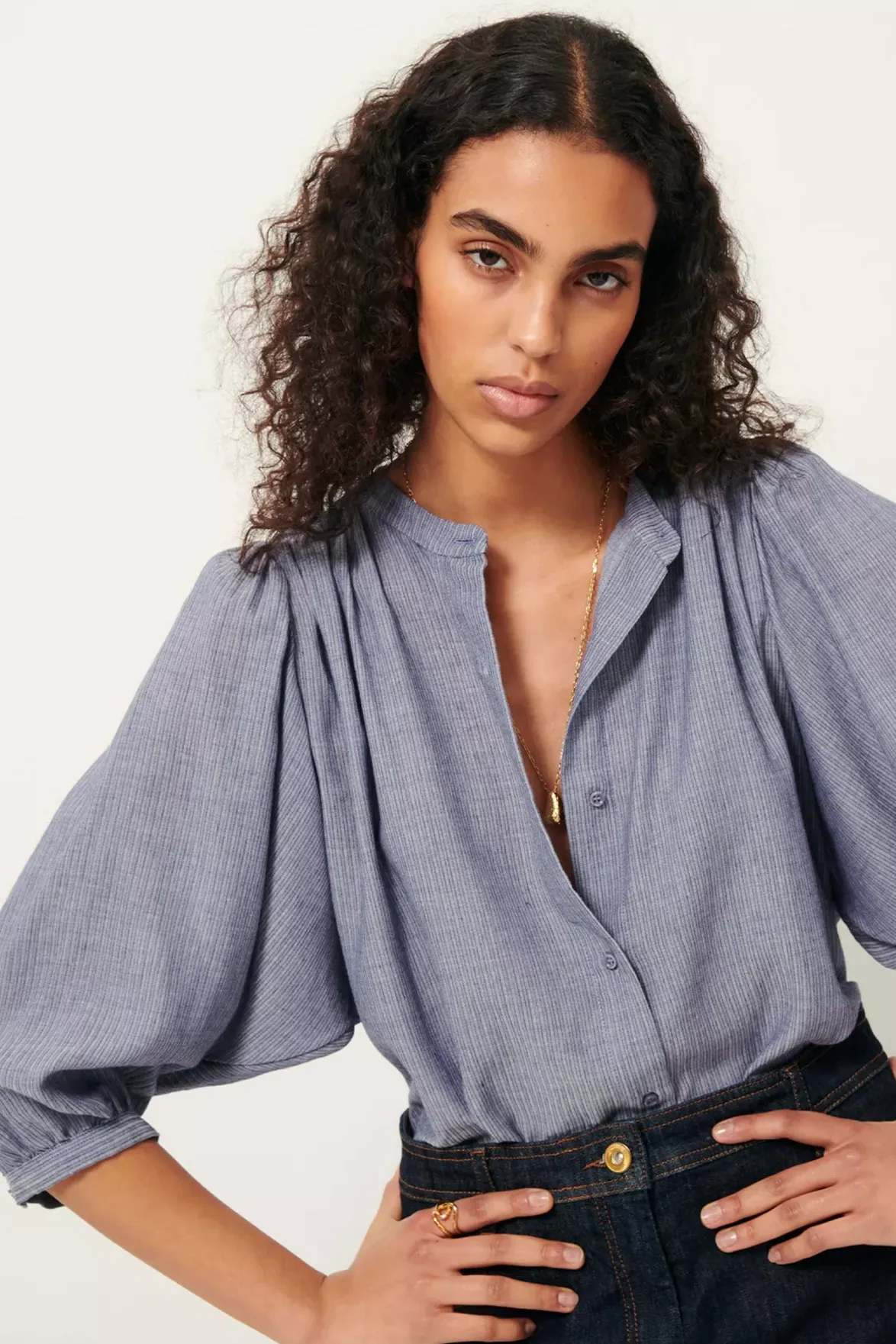 Sessùn A View Chambray Blue Blouse
