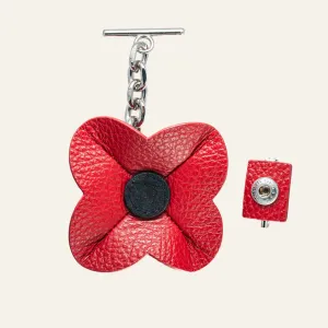 SHape Flower Tassel | Pillarbox Red Black with Silver hardware