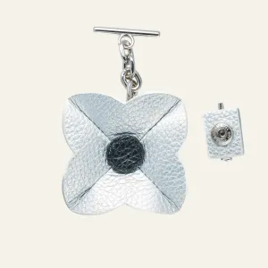 SHape Flower Tassel | Soft Metallic Silver Black with Silver hardware