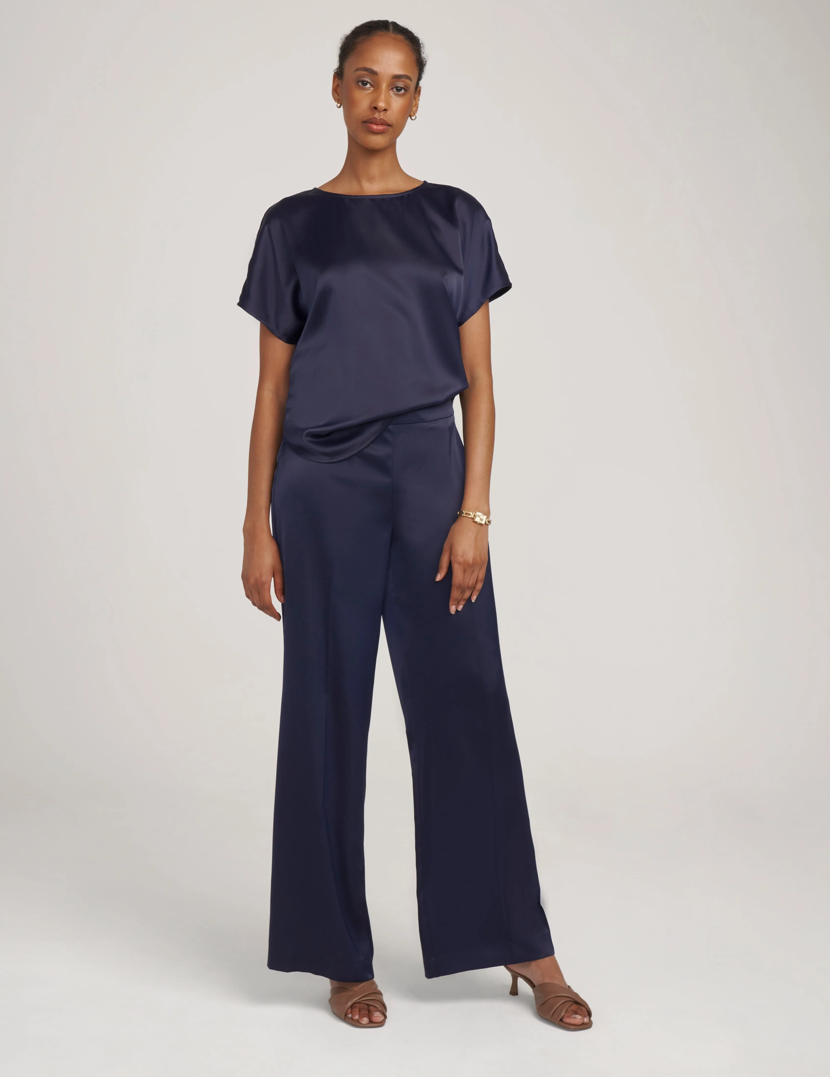 Short Sleeve Blouse With Bateau Neckline - Sale