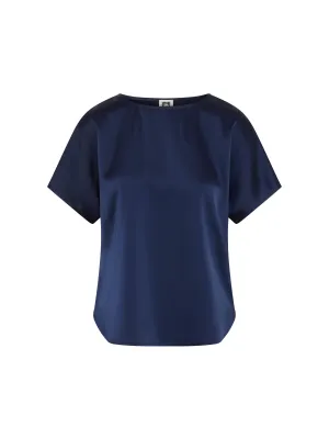 Short Sleeve Blouse With Bateau Neckline - Sale
