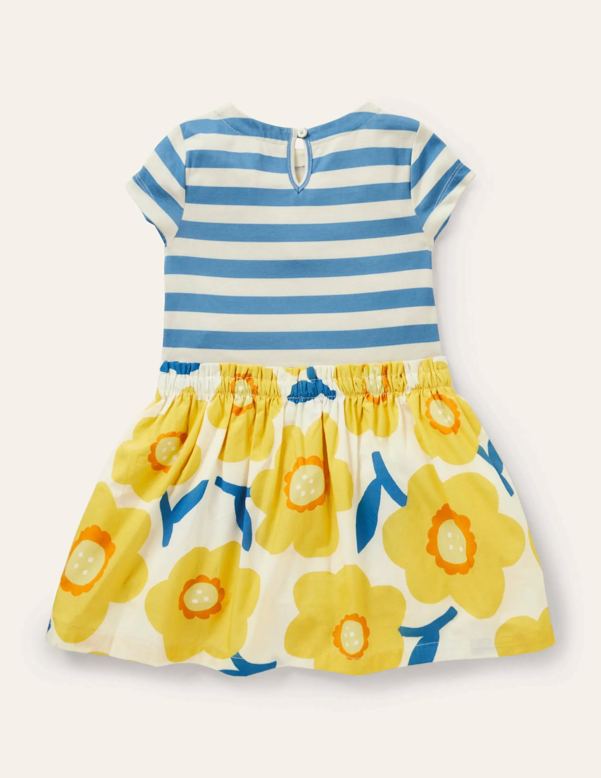 Short-sleeve Hotchpotch Dress-Sweetcorn Yellow Daffodil