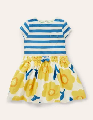 Short-sleeve Hotchpotch Dress-Sweetcorn Yellow Daffodil