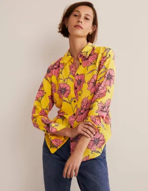Silk Shirt-Lemon Fizz. Peony Bloom