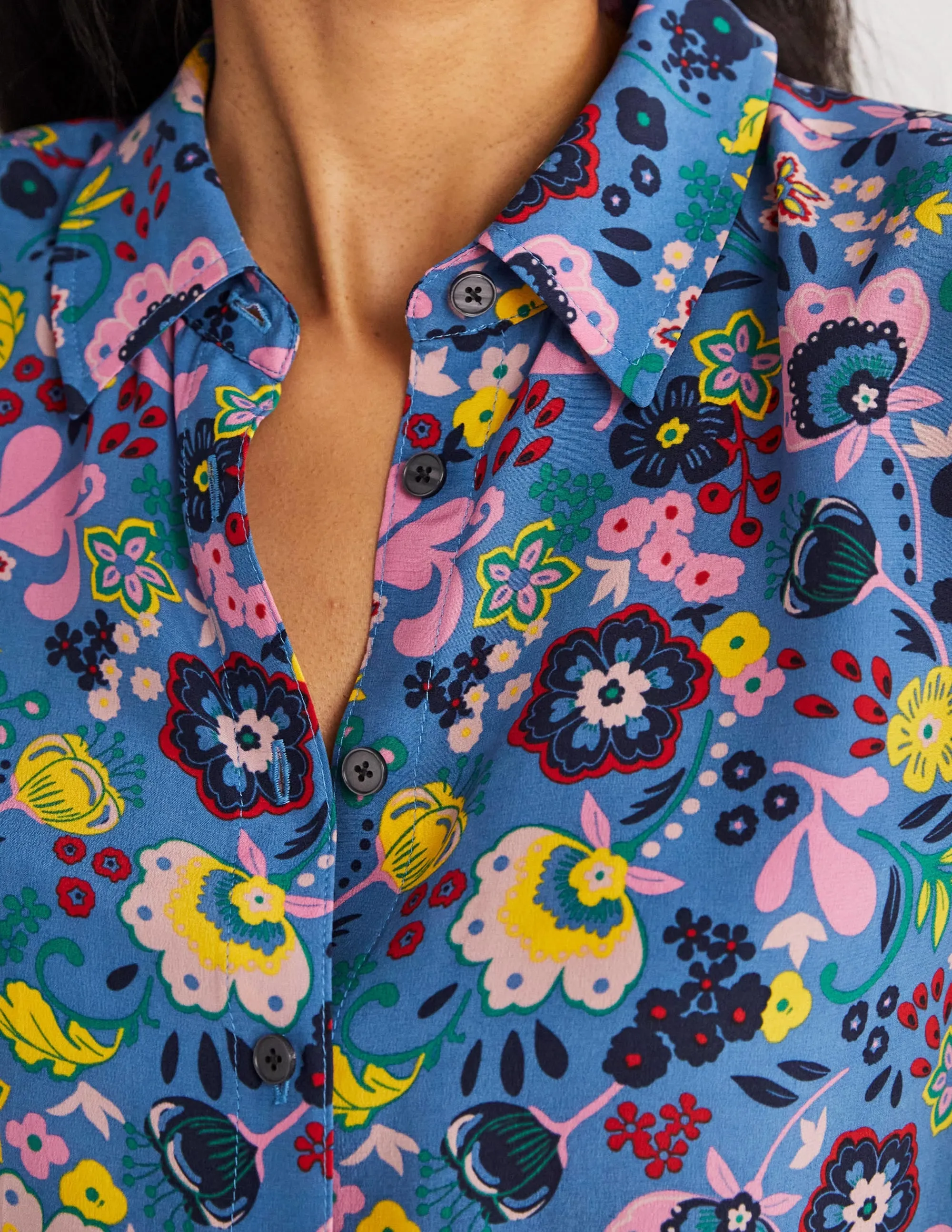 Silk Shirt-Riviera Blue. Pretty Paradise