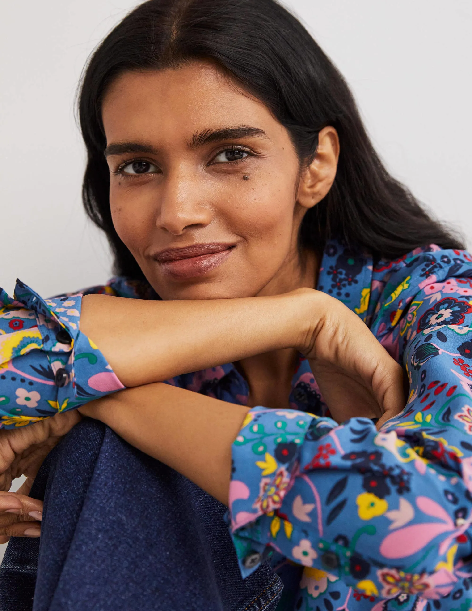 Silk Shirt-Riviera Blue. Pretty Paradise