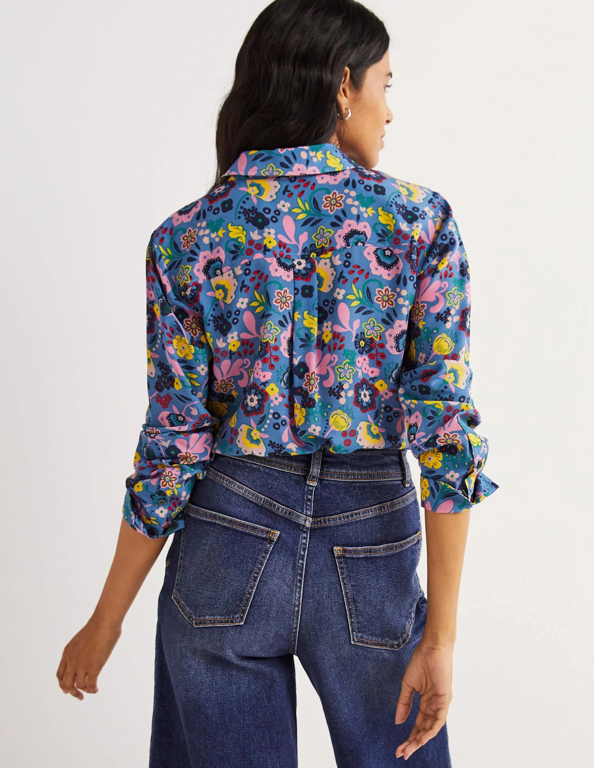 Silk Shirt-Riviera Blue. Pretty Paradise