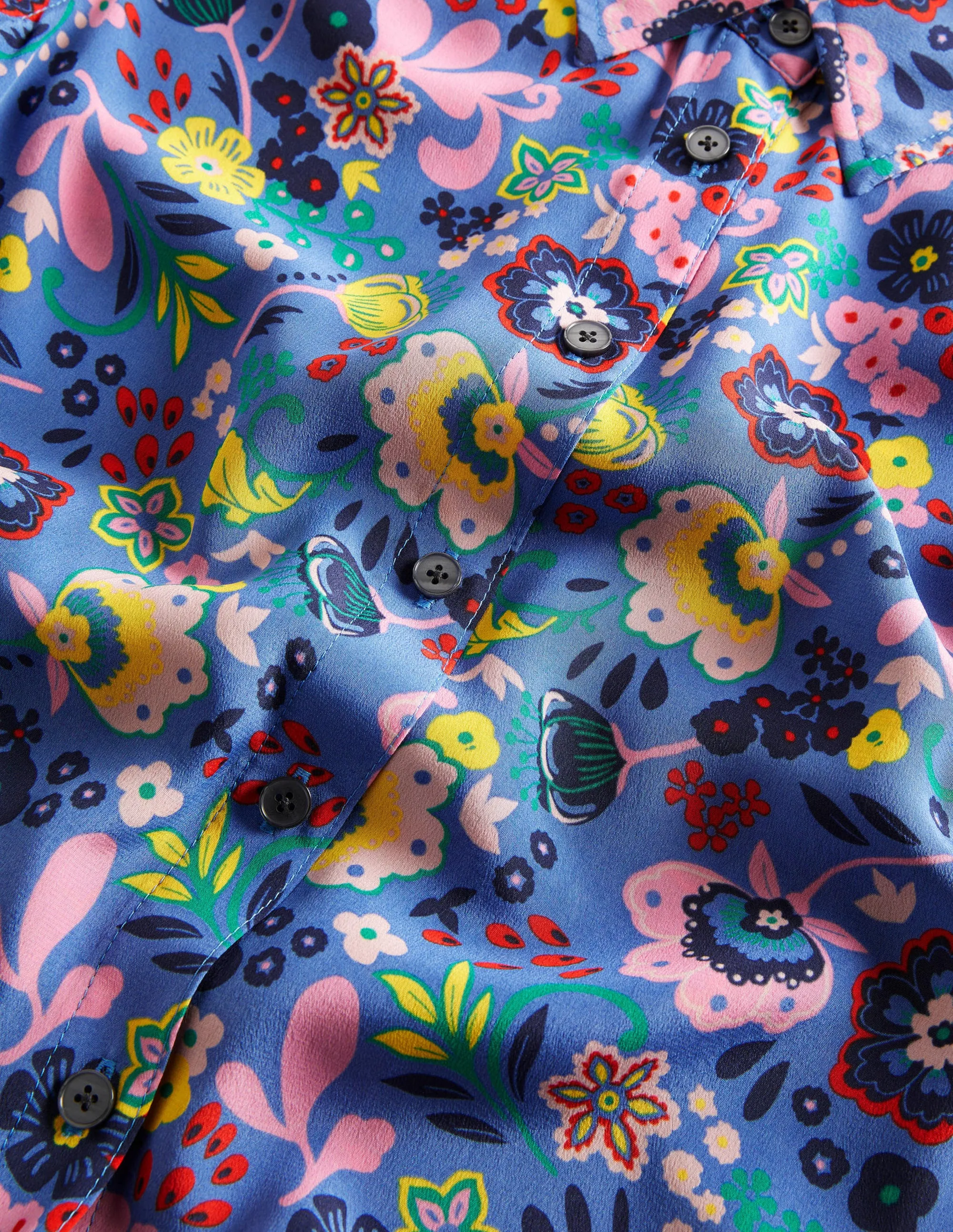 Silk Shirt-Riviera Blue. Pretty Paradise