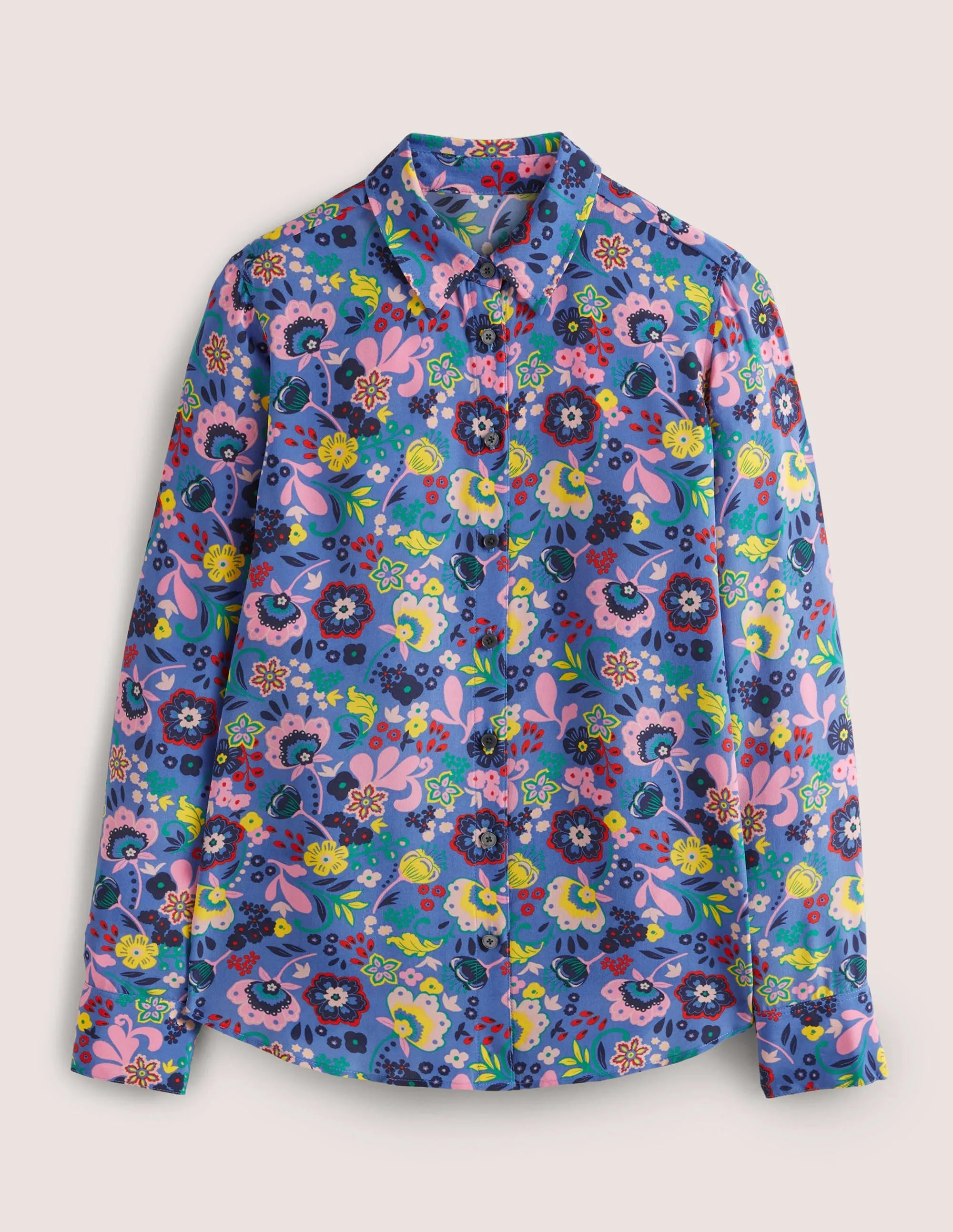 Silk Shirt-Riviera Blue. Pretty Paradise
