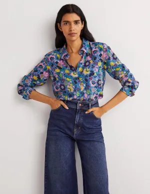 Silk Shirt-Riviera Blue. Pretty Paradise