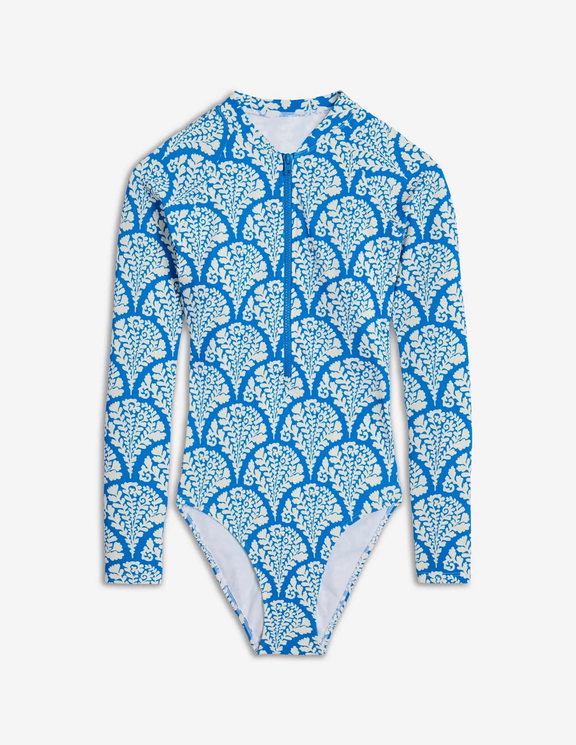 Sporty Raglan Sleeve Swimsuit-Bright Blue. Blossomy