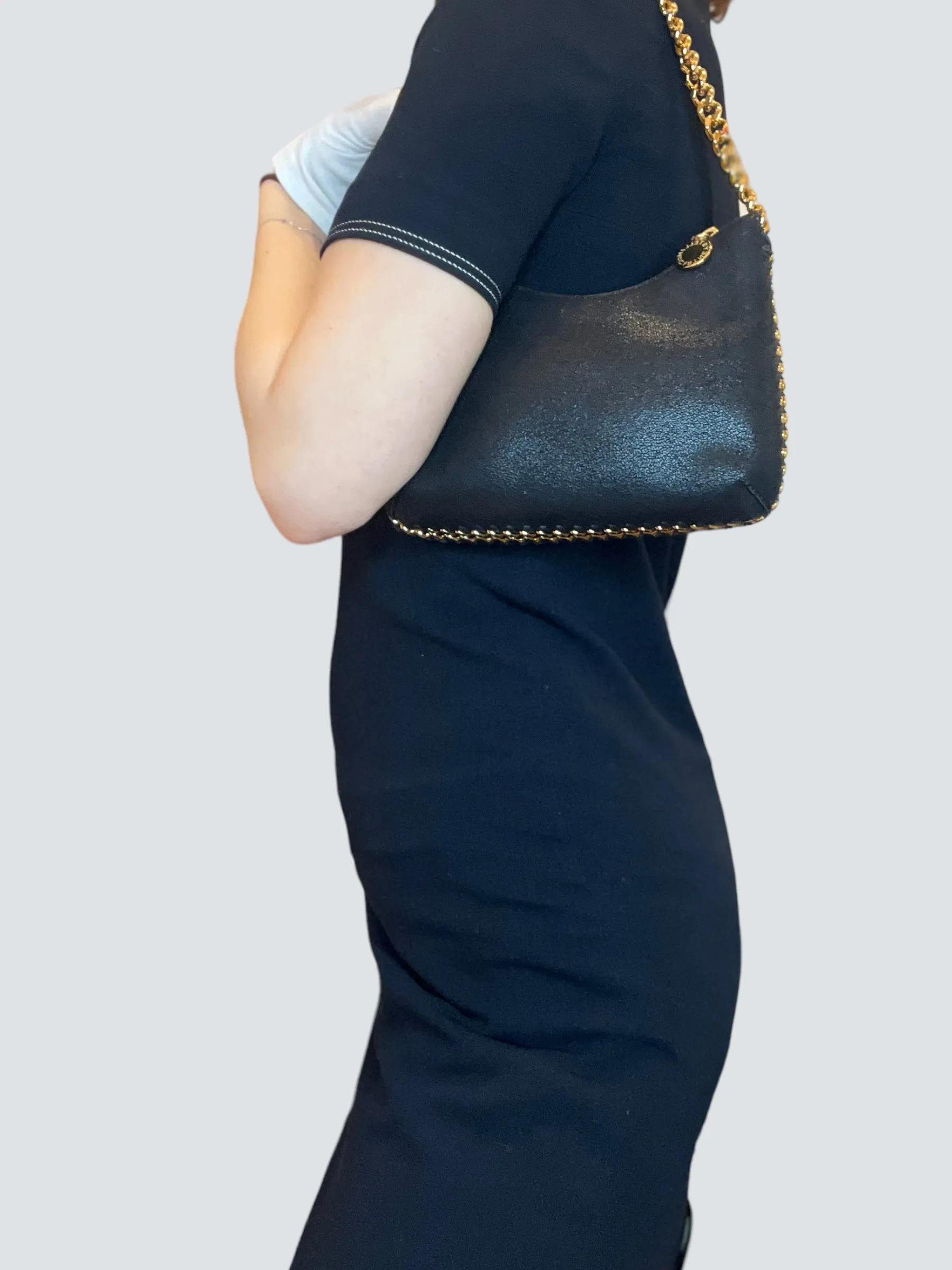 Stella McCarthy Black Faux Leather Falabella Shoulder Bag